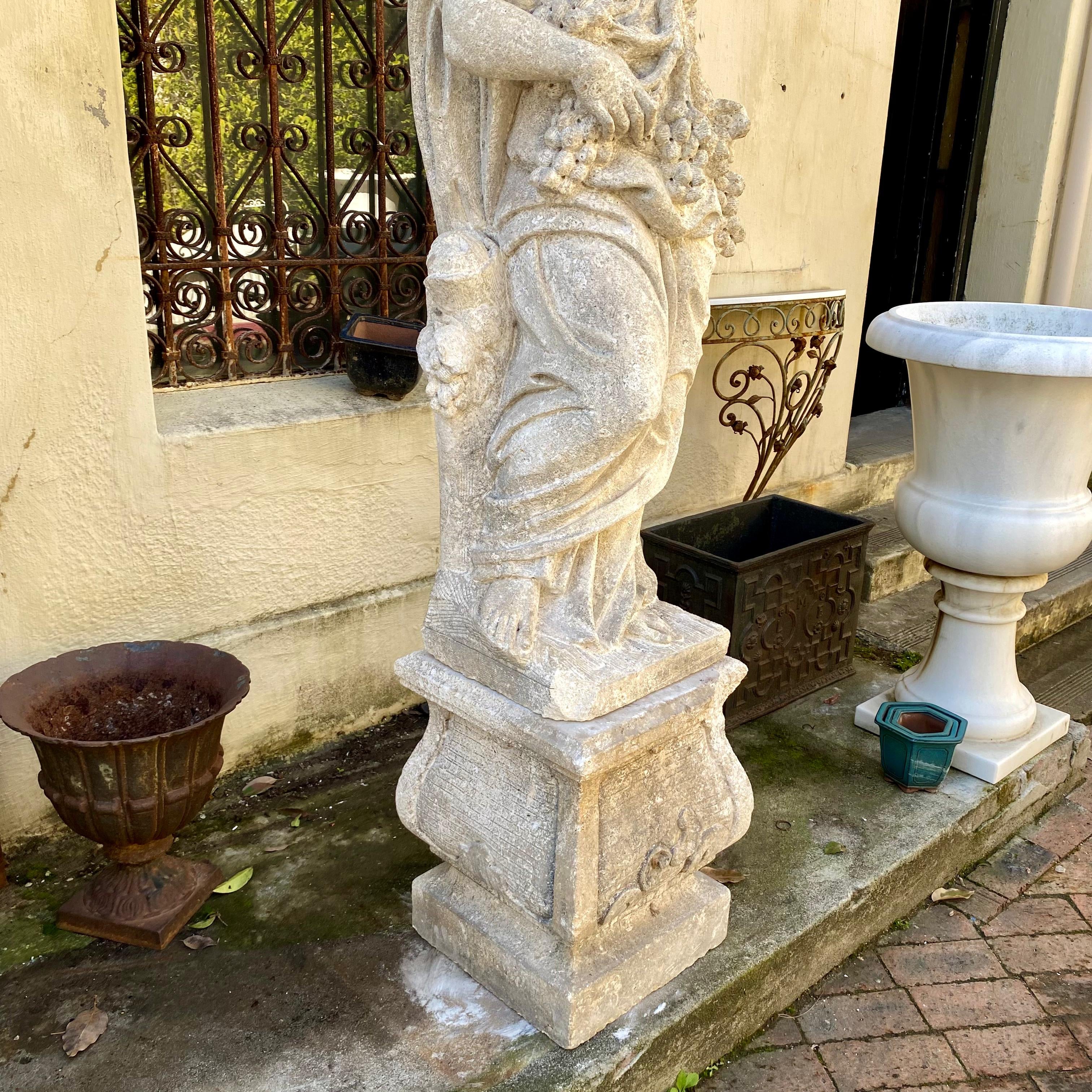 Beautiful Lime Stone Statue of a Grecian Woman