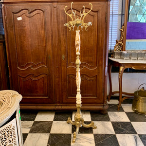 Elegant Antique Brass and Onyx Coat Rack