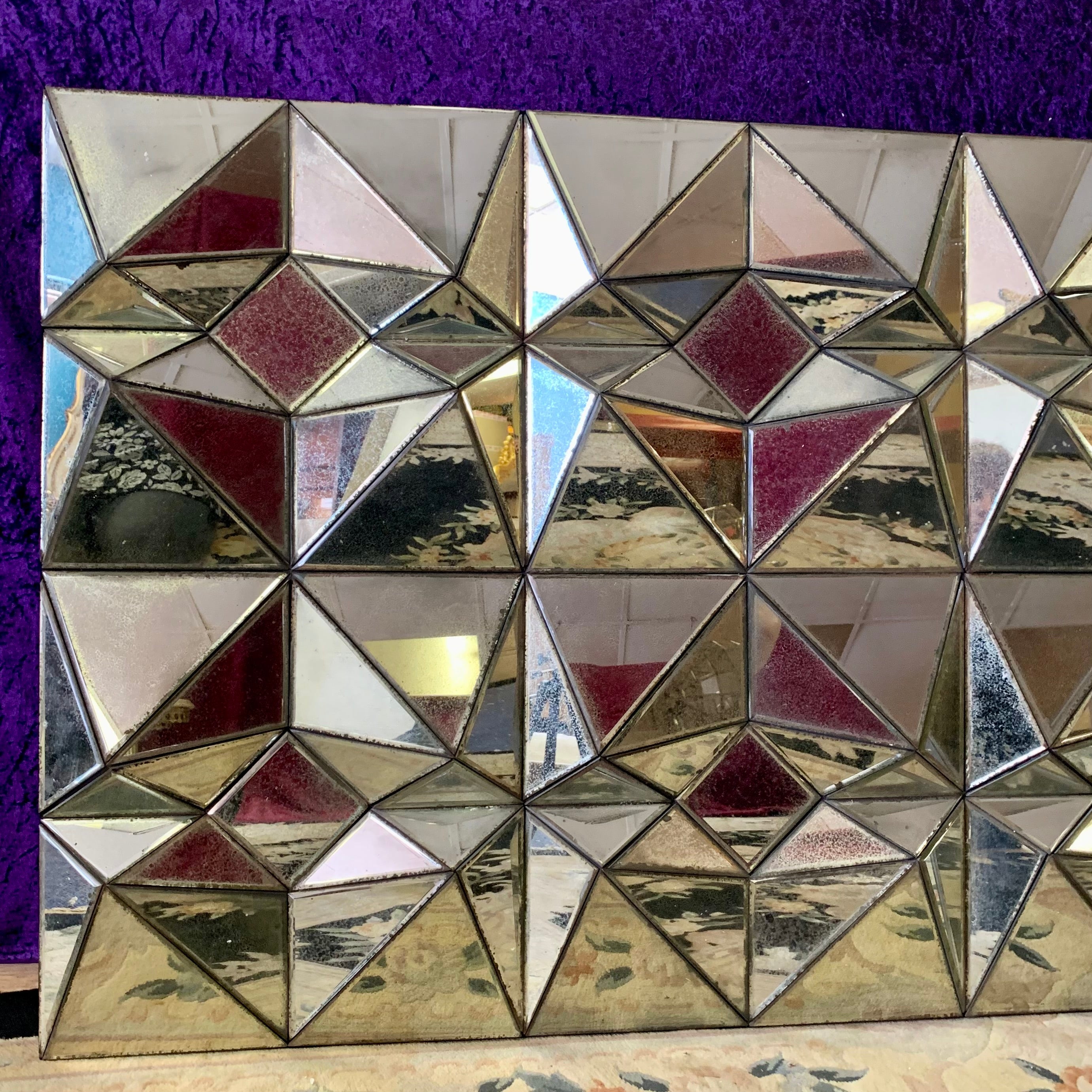 Large Contemporary Mirror with Faceted Glass