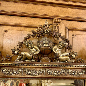 Magnificent Antique Mirror with Cherubs & Gilt Detail