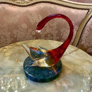 Ombre Clear and Red Murano Swan