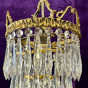 Petite Brass and Crystal Waterfall Chandelier by Delos, Contemporary