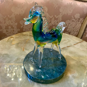 Green and Golden Murano Horse Figurine