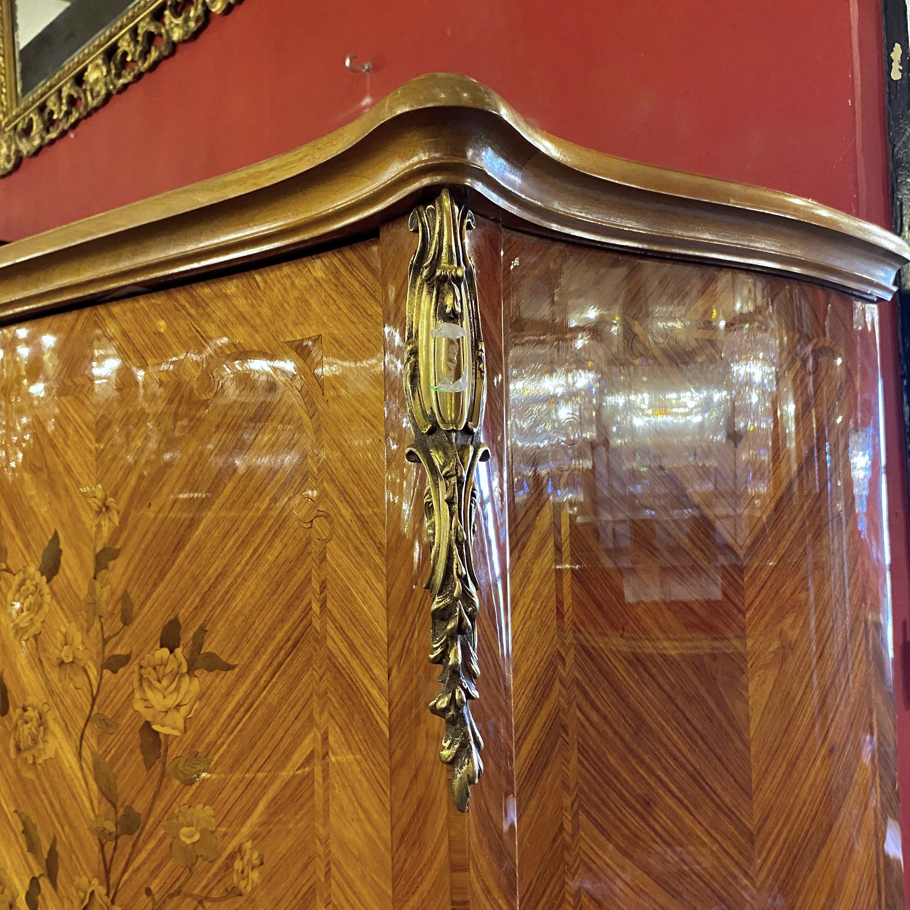 Gorgeous! Antique Highly Polished Rosewood Inlaid Cabinet