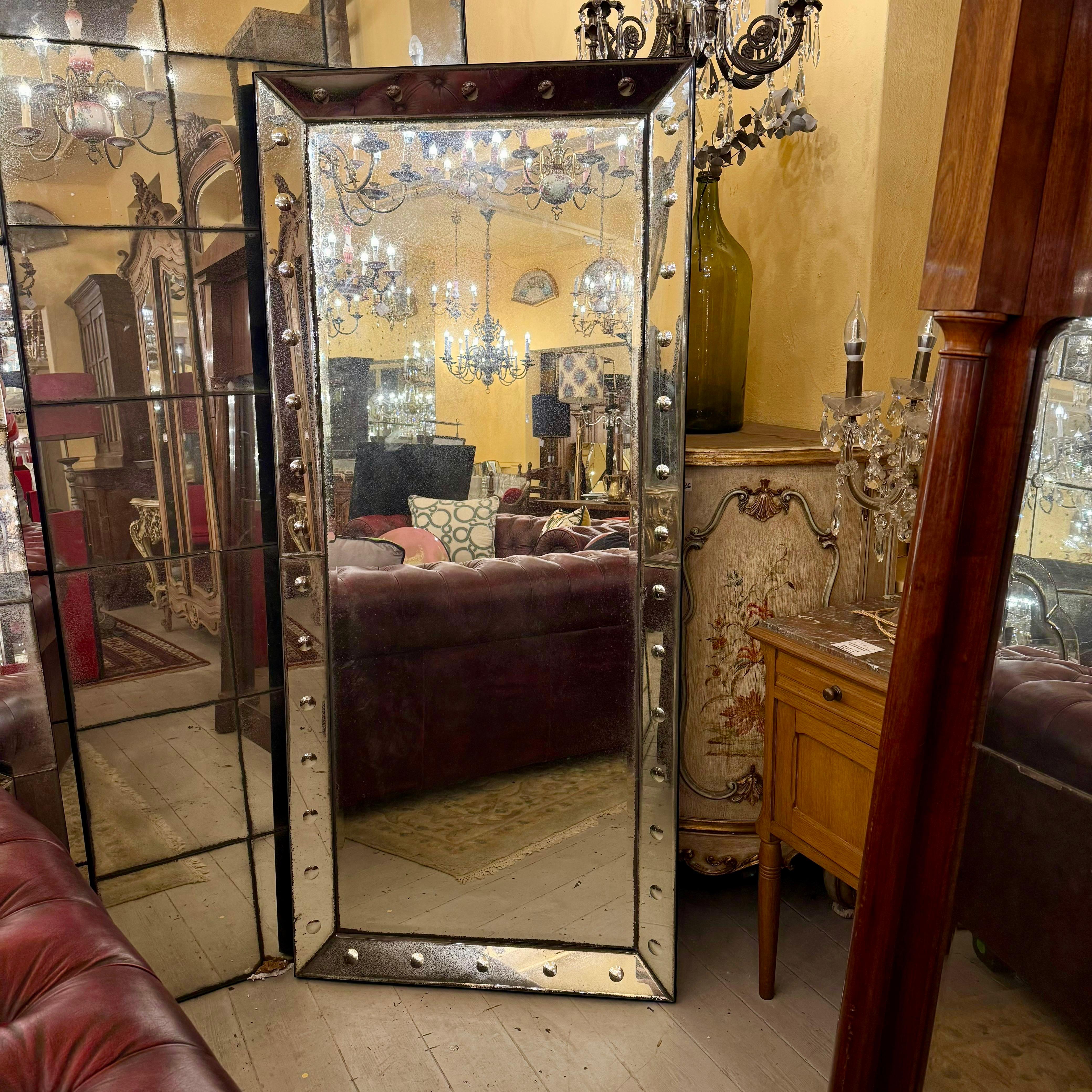 Venetian-Style Mirror with Antiqued Glass and Rosettes