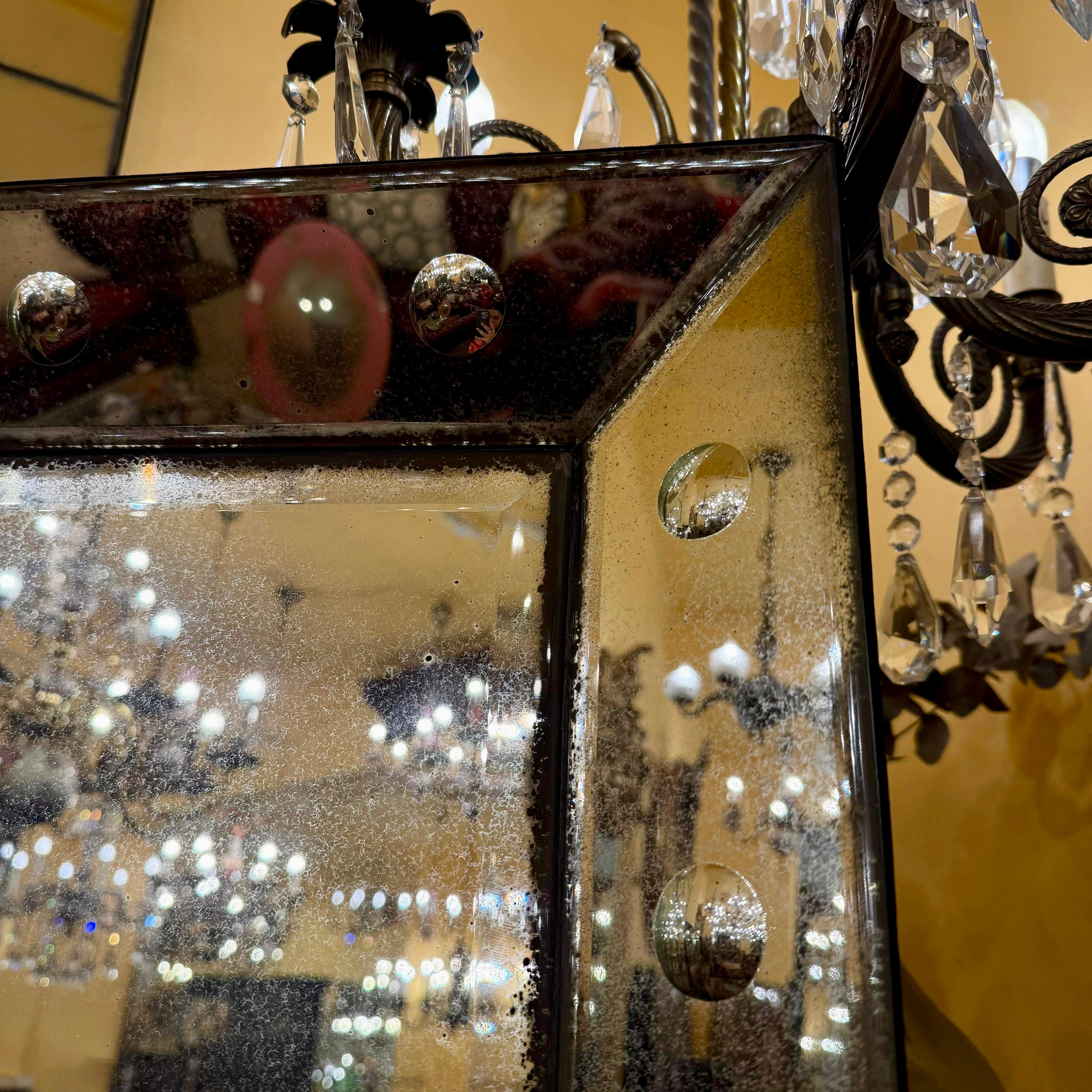 Venetian-Style Mirror with Antiqued Glass and Rosettes