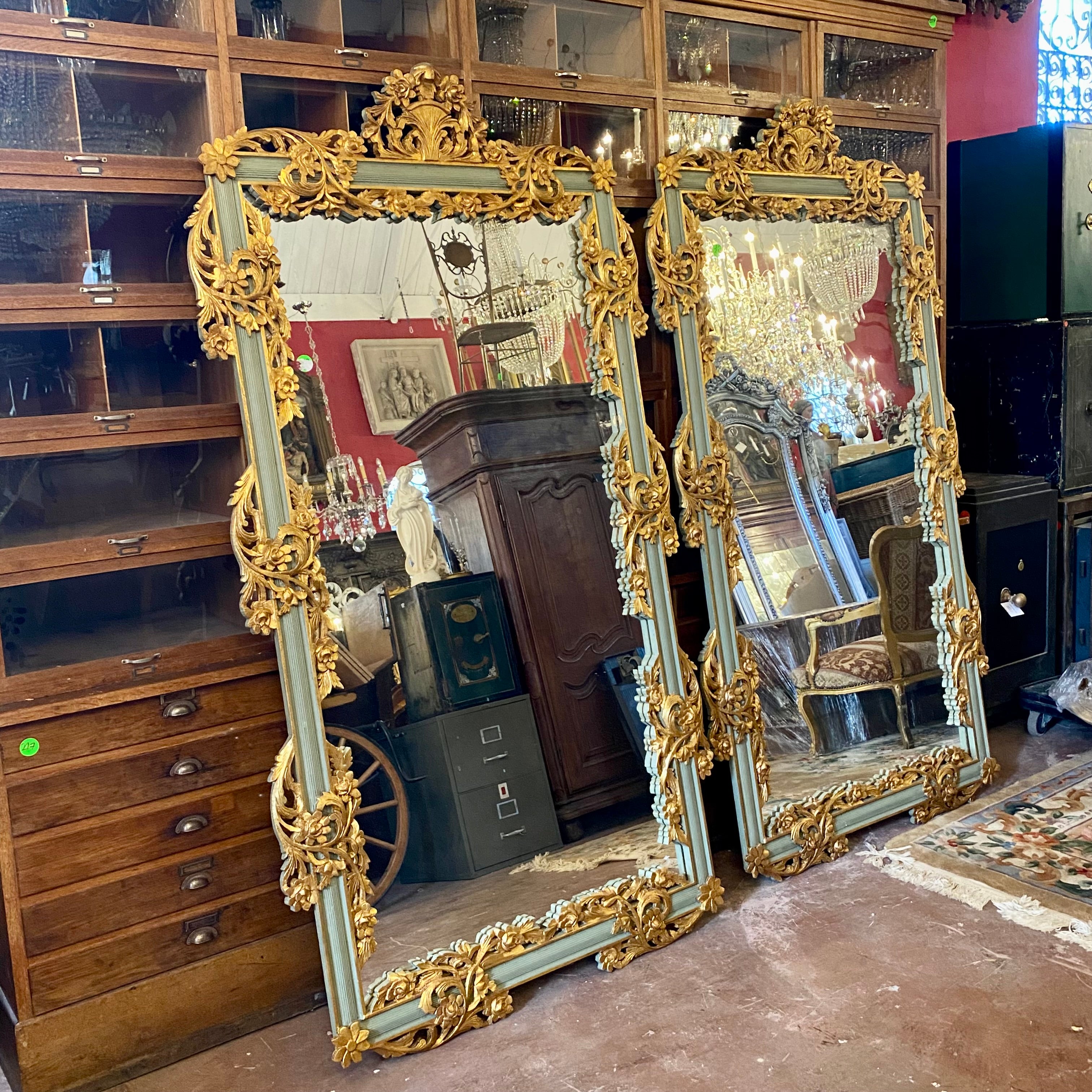 Antique French Mirror with Gold Carved Detail