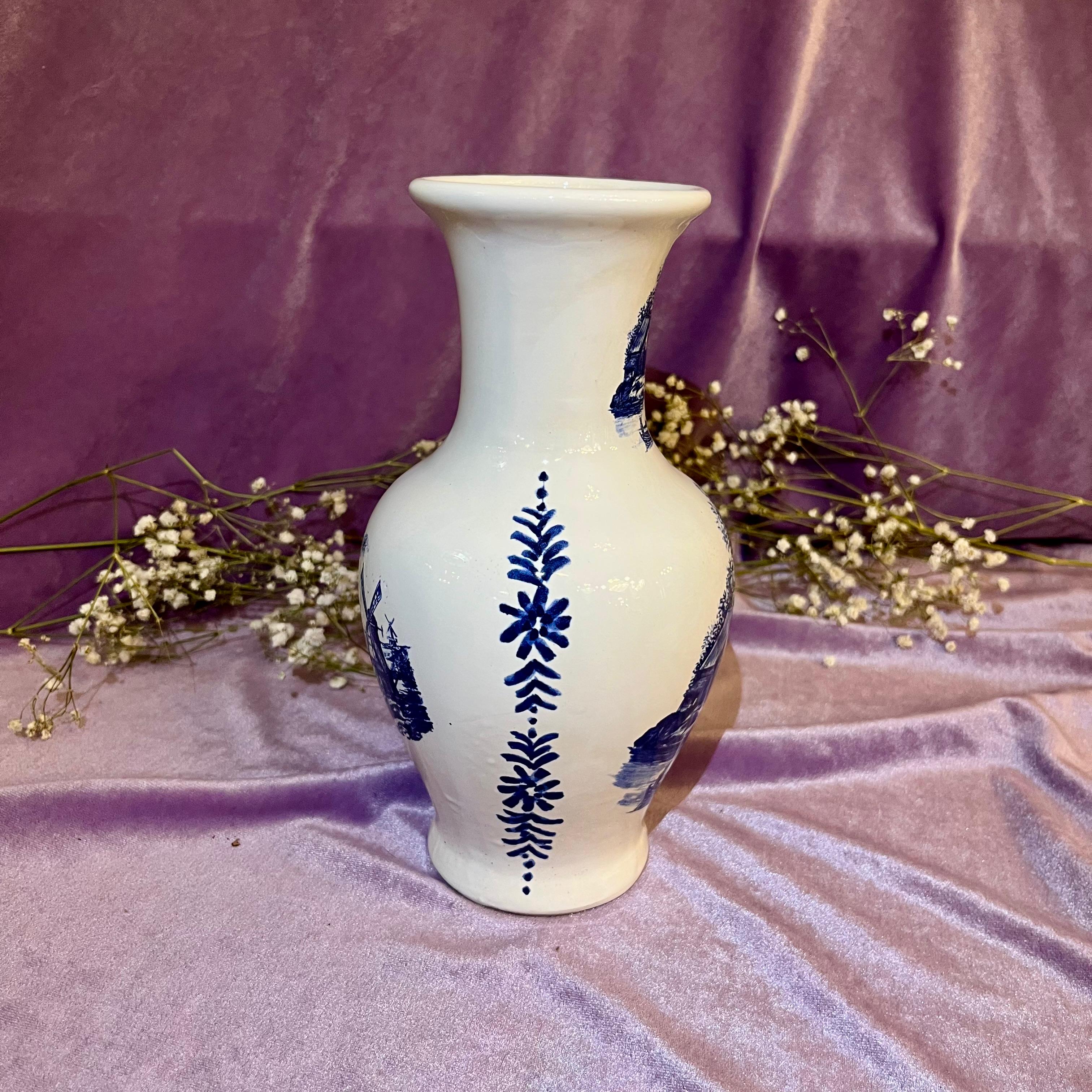 Delft Blue Windmill Vase