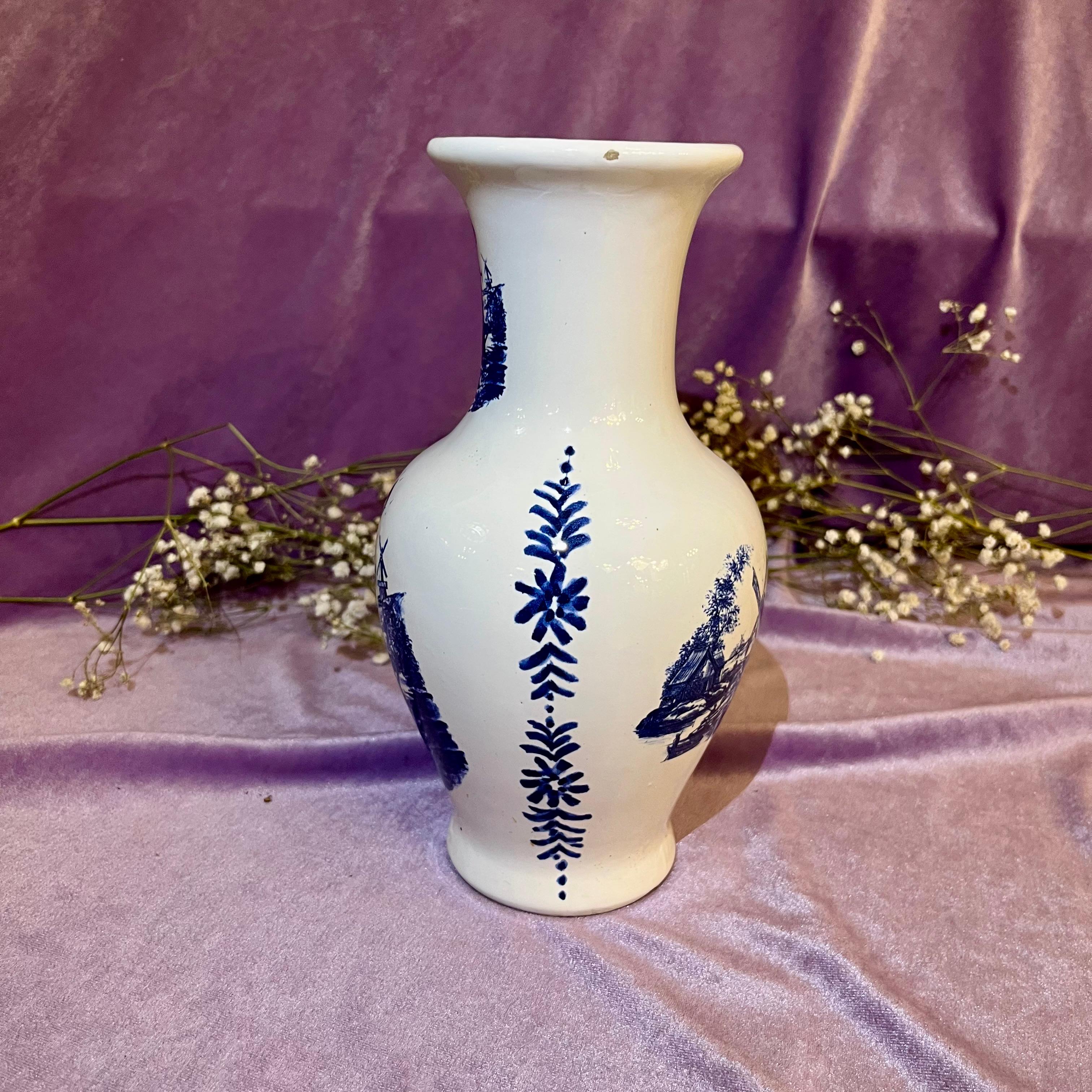 Delft Blue Windmill Vase