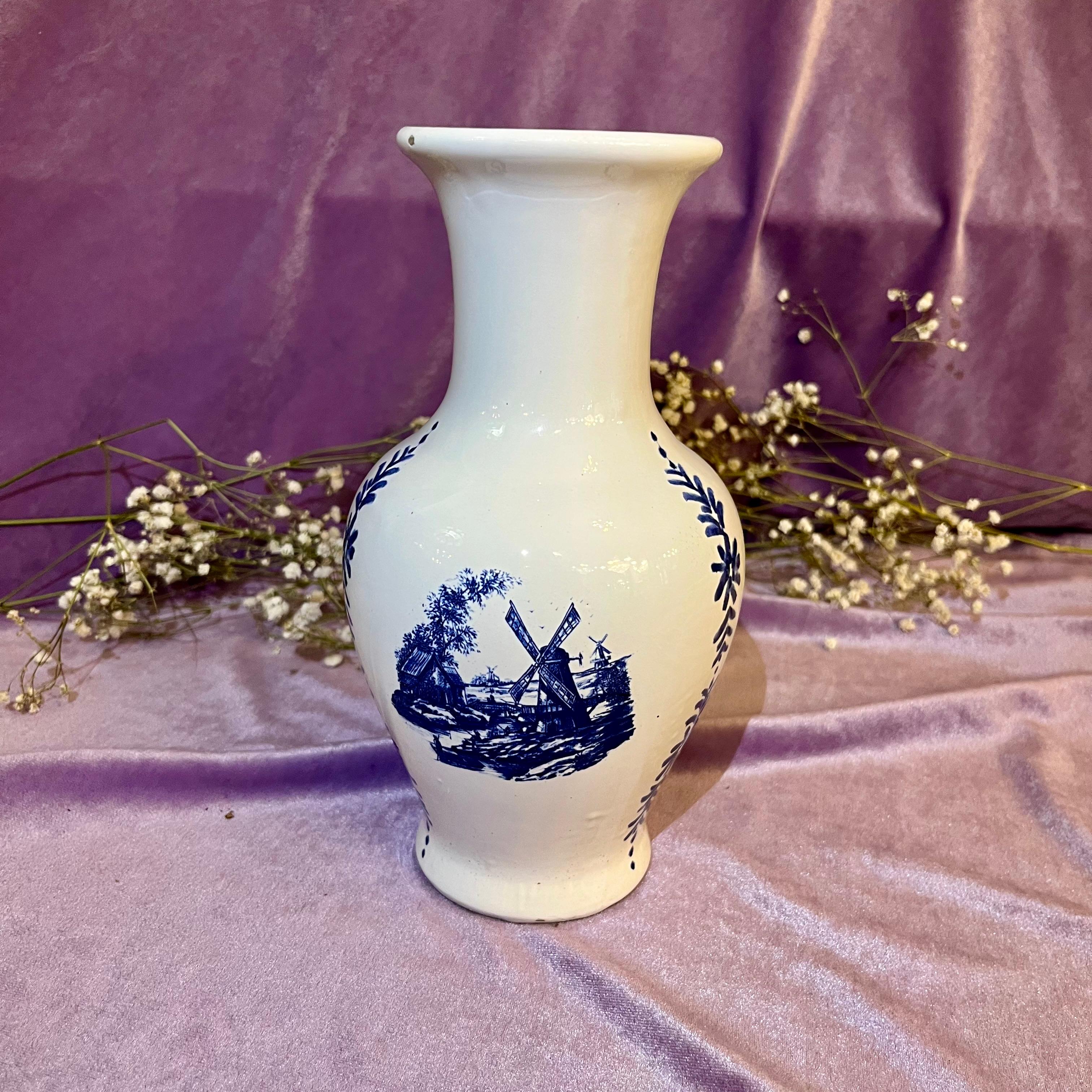 Delft Blue Windmill Vase