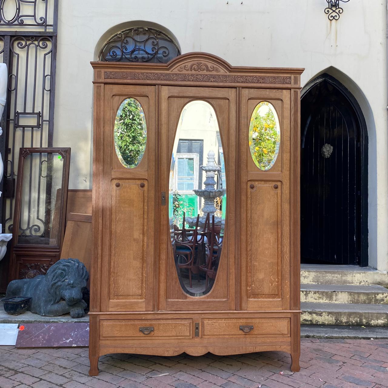 Antique French Country Oak Wardrobe