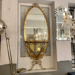 Wrought Iron Mirror with Marble Console