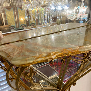 Wrought Iron Mirror with Marble Console