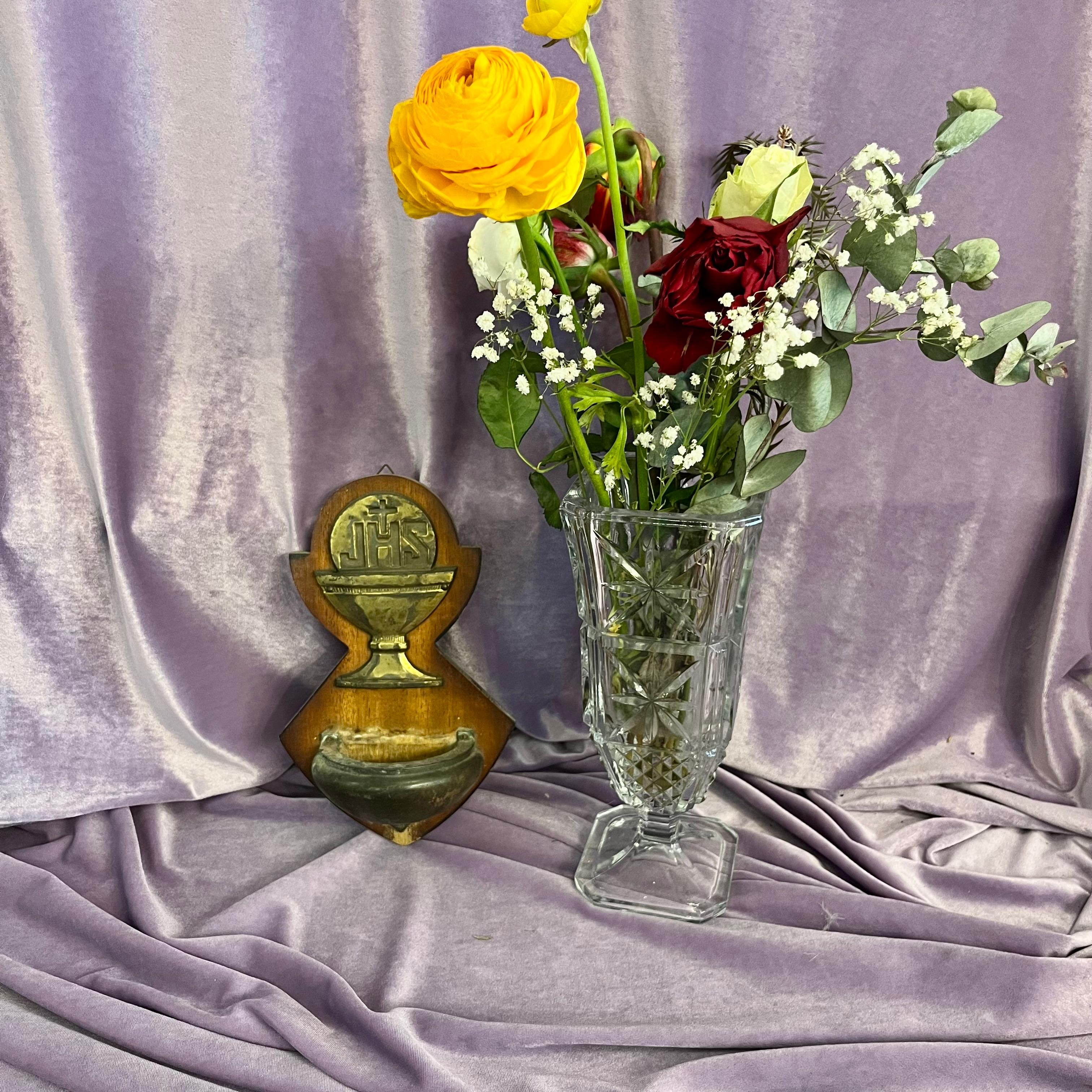 IHS Chalice Brass Holy Water Font