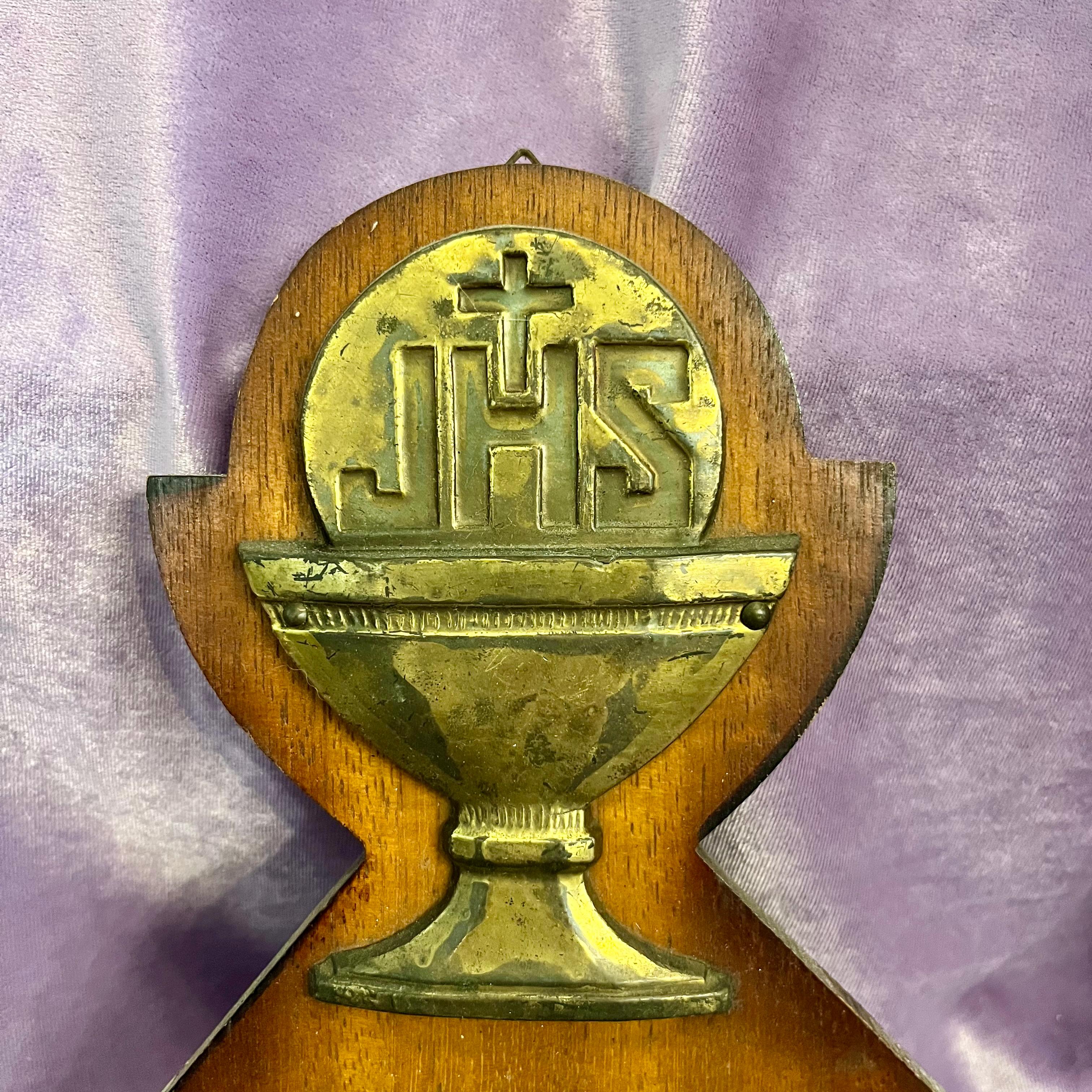 IHS Chalice Brass Holy Water Font