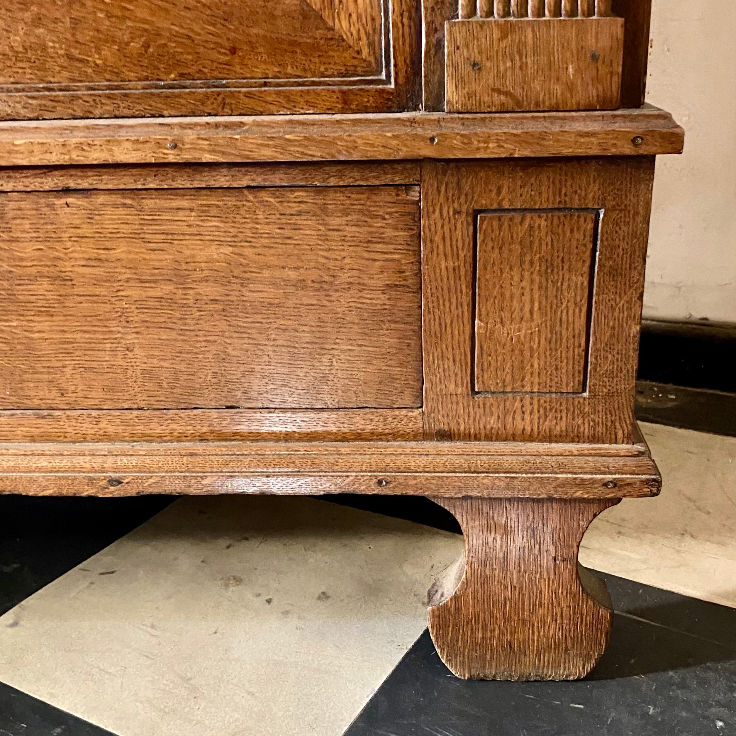 Large and Impressive Antique Oak Linen Cabinet