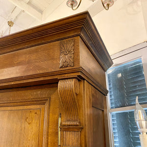 Large and Impressive Antique Oak Linen Cabinet