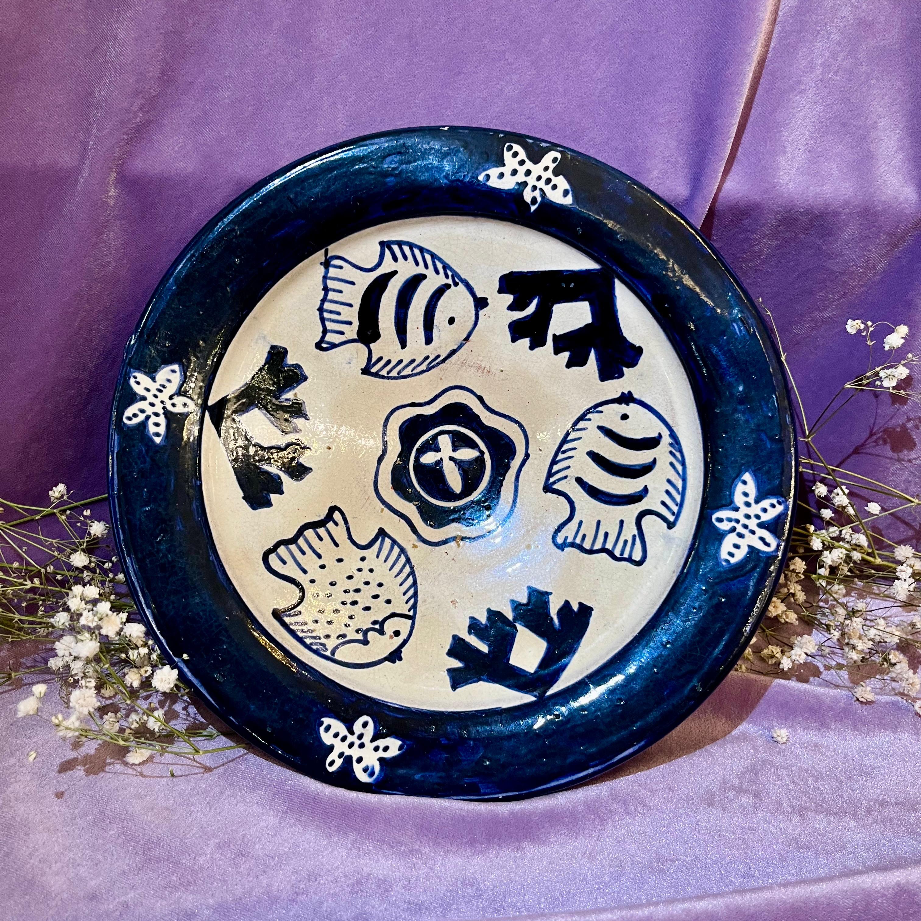 Hand-Painted Coastal Ceramic Plate