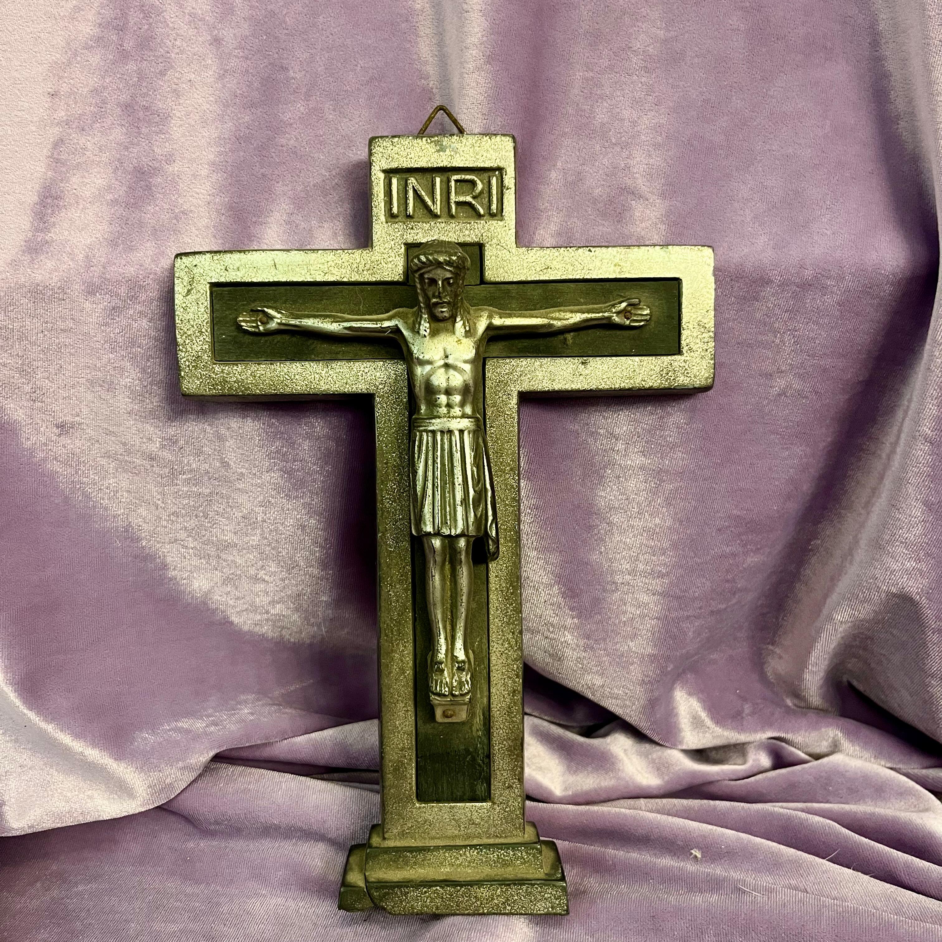 INRI Brass-Toned Crucifix