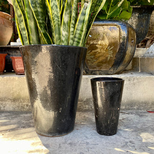 Black Glazed Terracotta pot