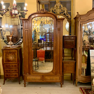 Antique Empire Era Armoire with Mirror Front