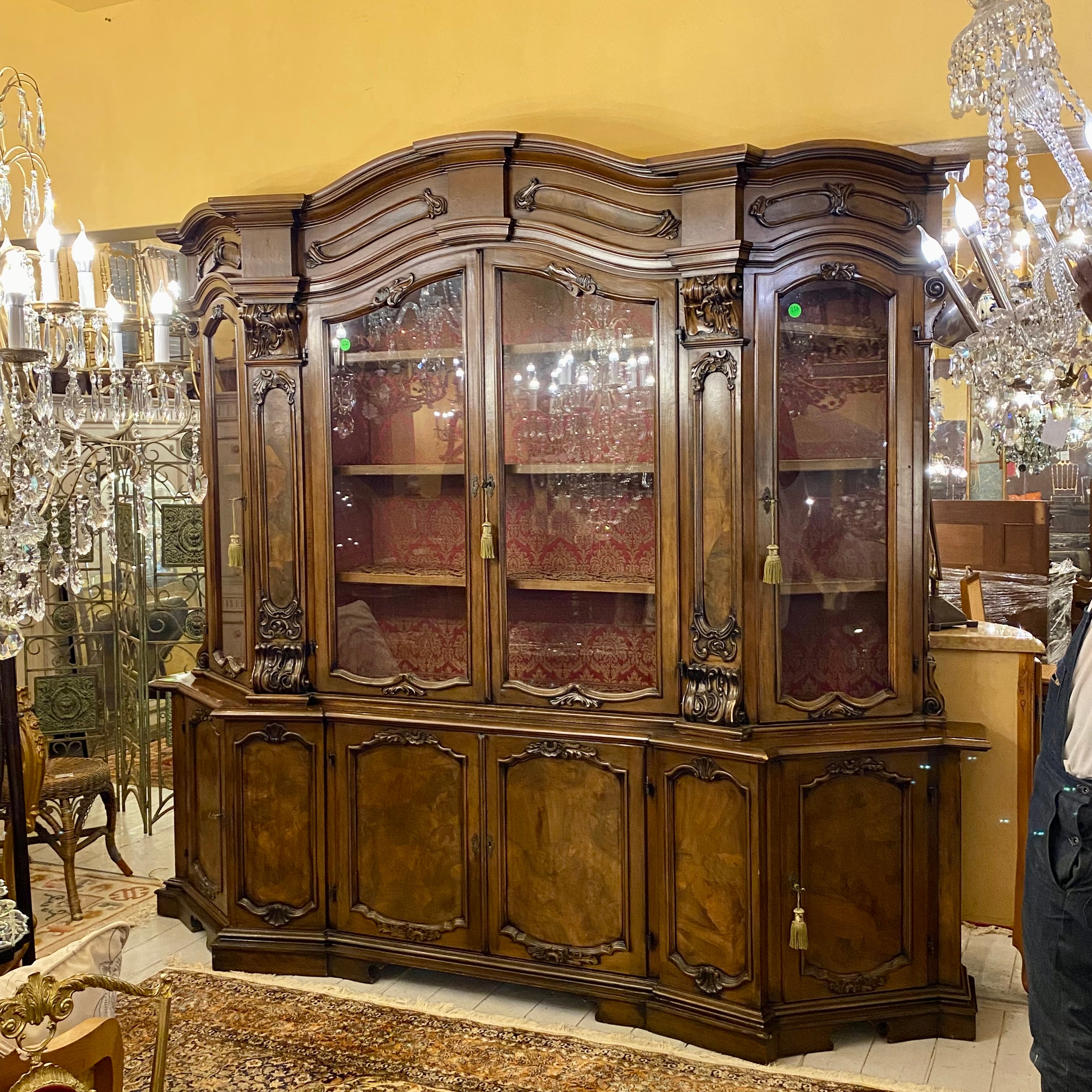 Very Large and Impressive Flame Mahogany Display Cabinet