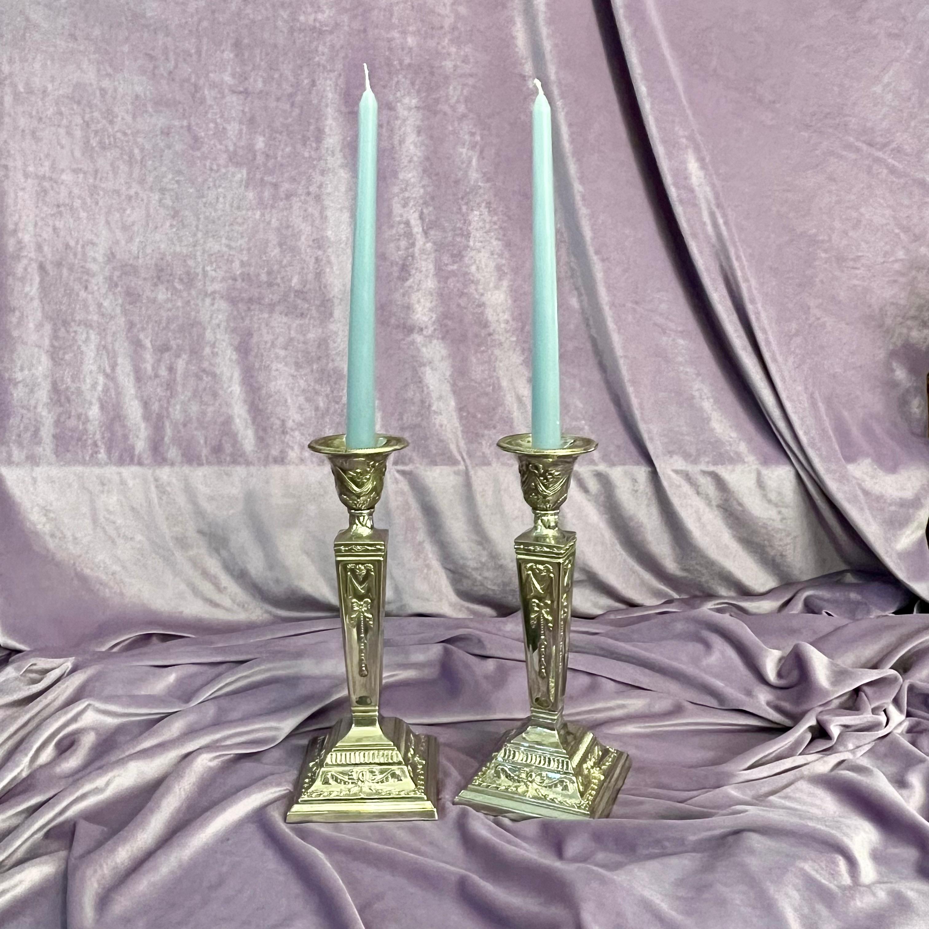 Pretty Pair of Nickel Candelabras - SOLD