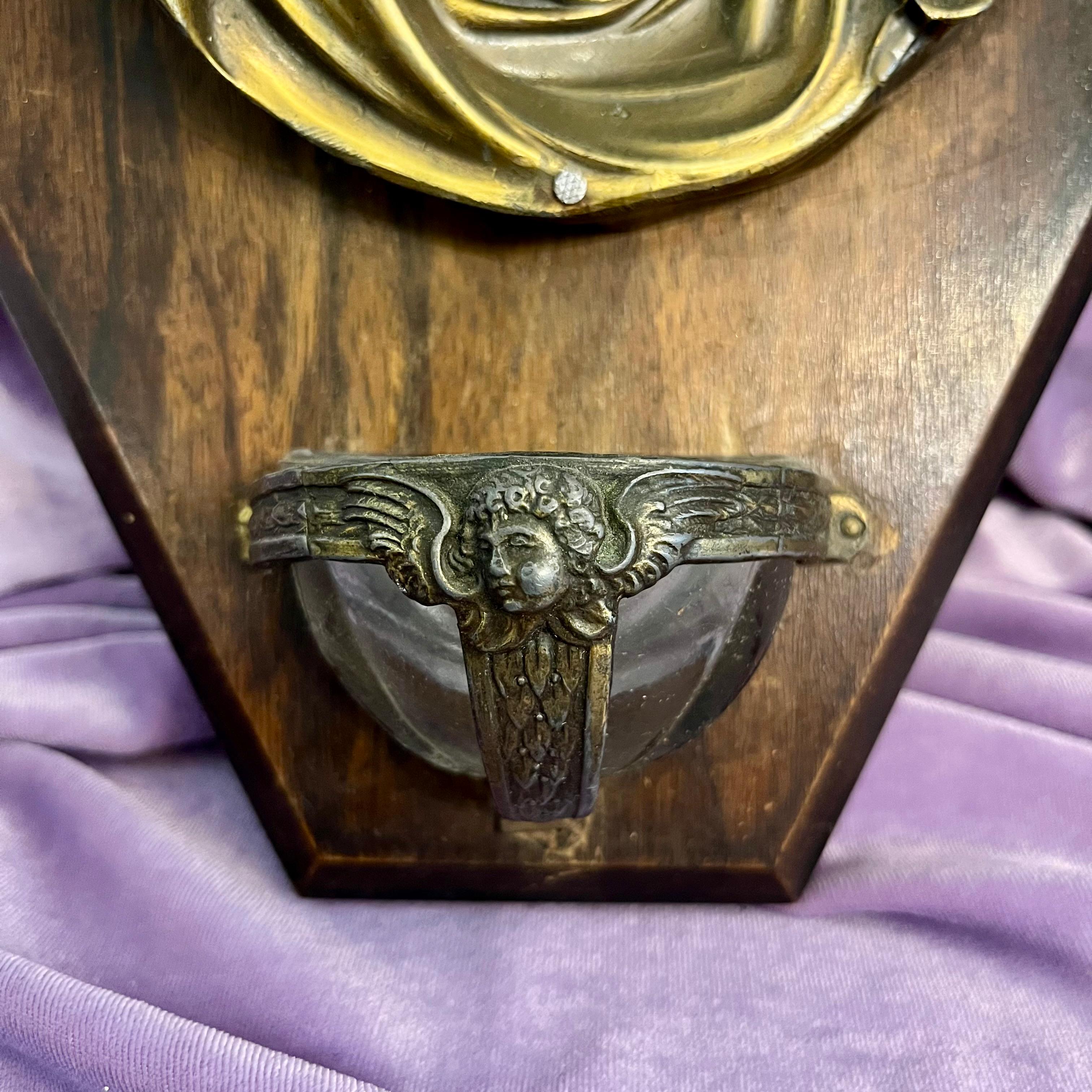 Sorrowful Madonna Wall Font in Brass and Wood