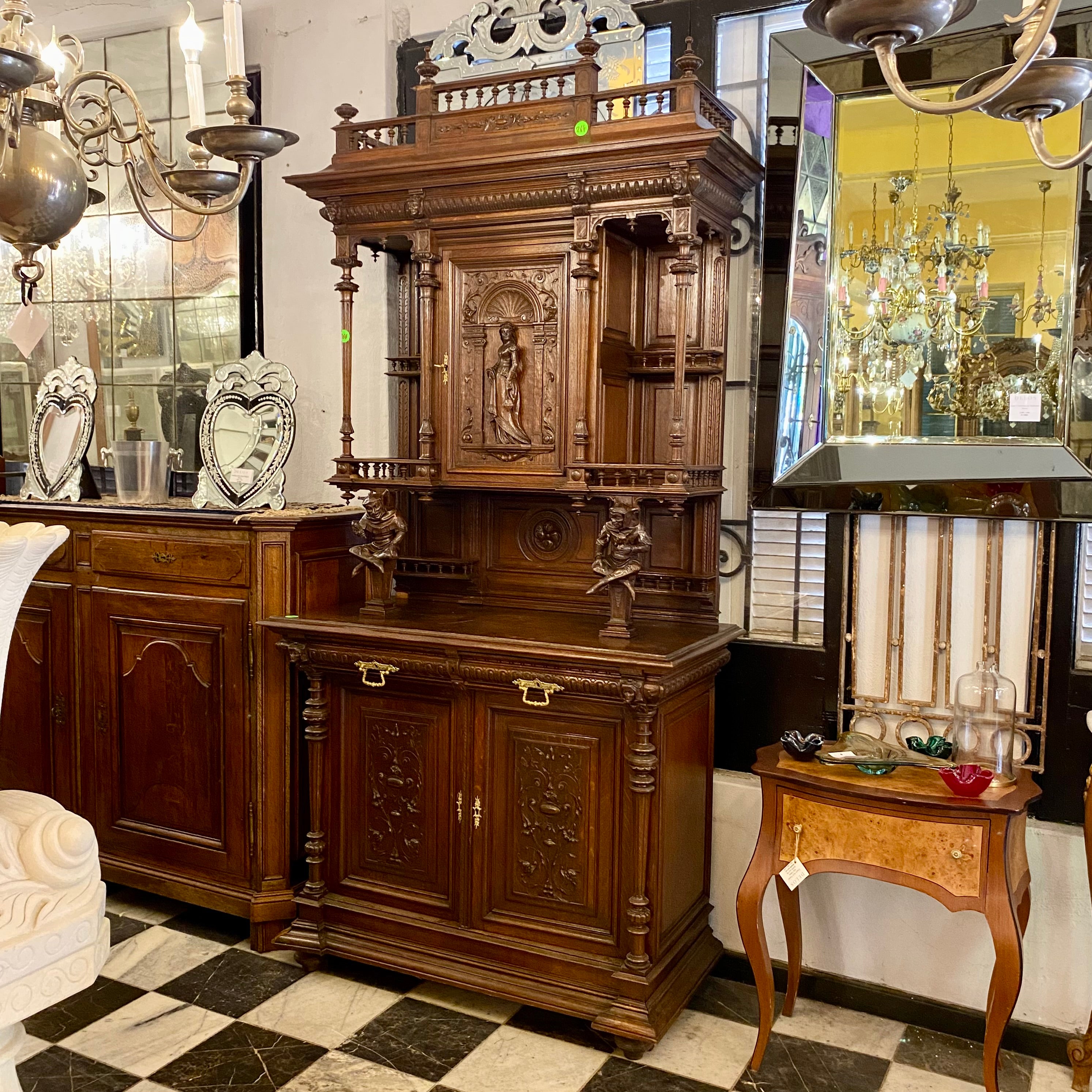 Antique Dark French Oak Cabinets