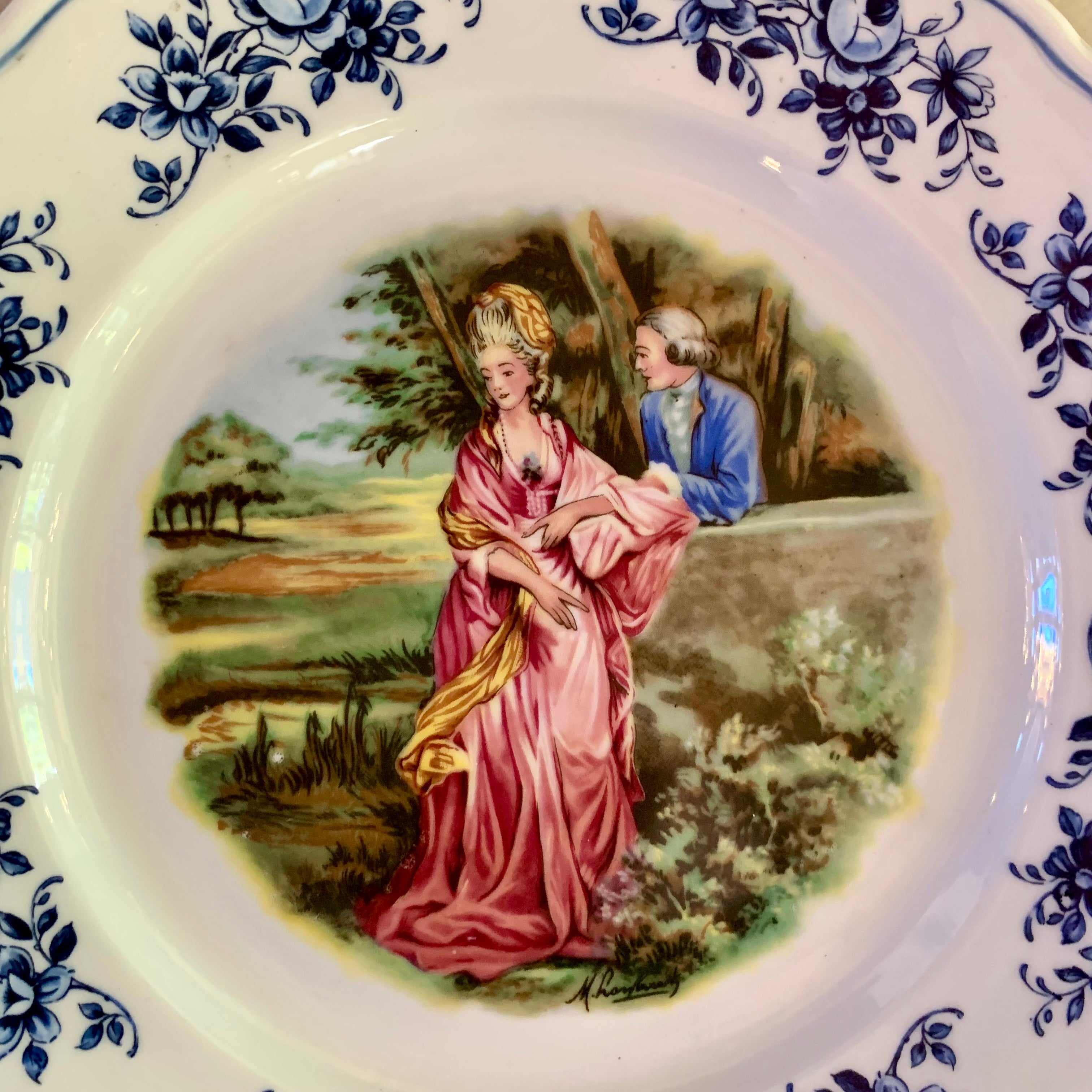 Rococo Ribbon Plate Antique Rococo Scene Decorative Plate – Delos Antiques