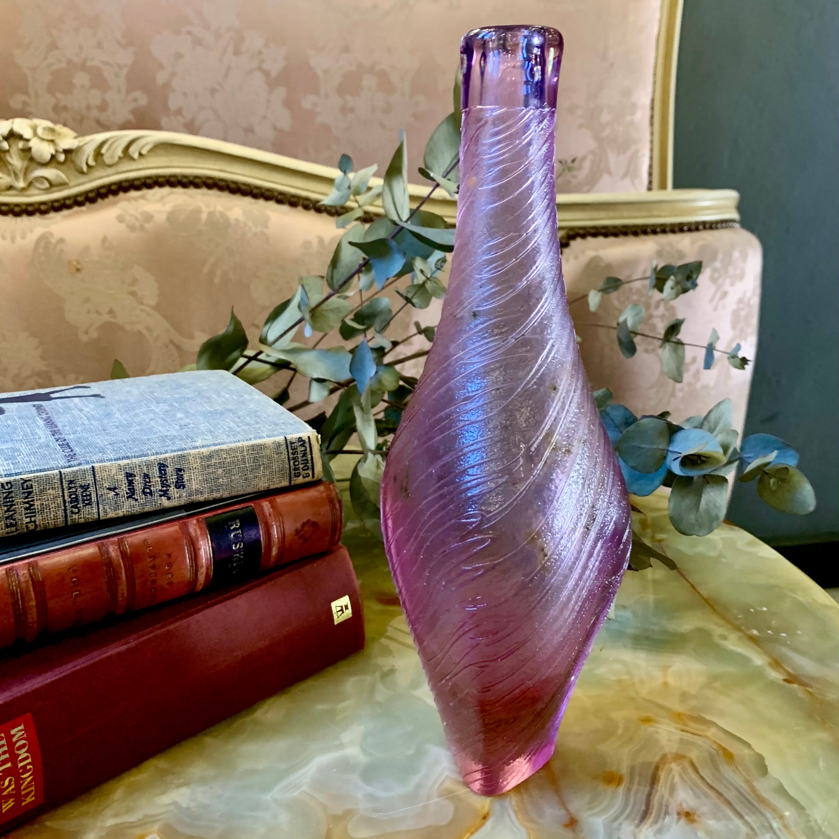Stunning Textured Magenta Murano Vase