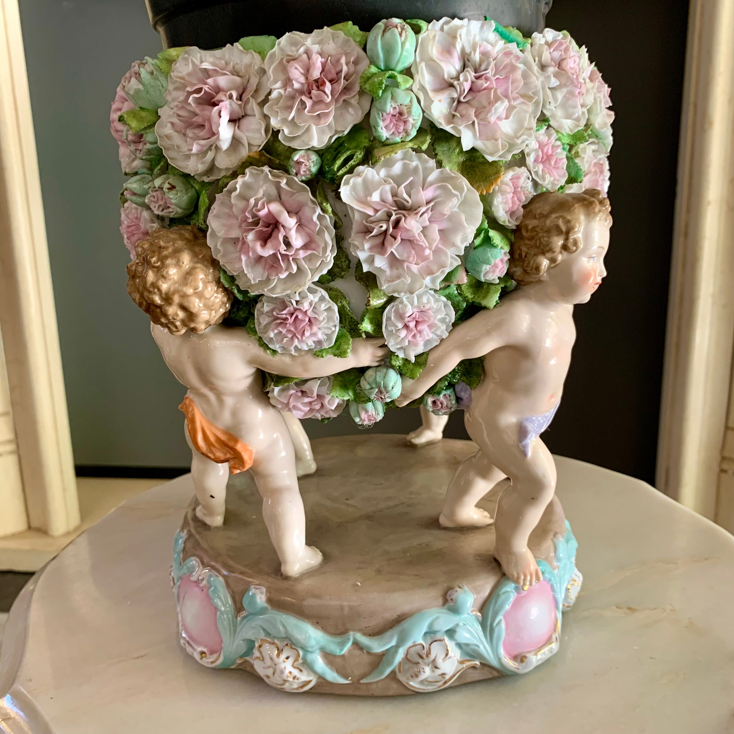 Vintage Porcelain Cherub Jardiniere