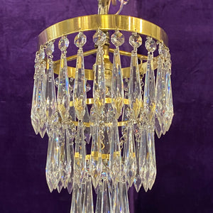 Small Polished Brass Waterfall Chandelier
