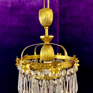 Beautiful Petite Antique Brass Waterfall Chandelier