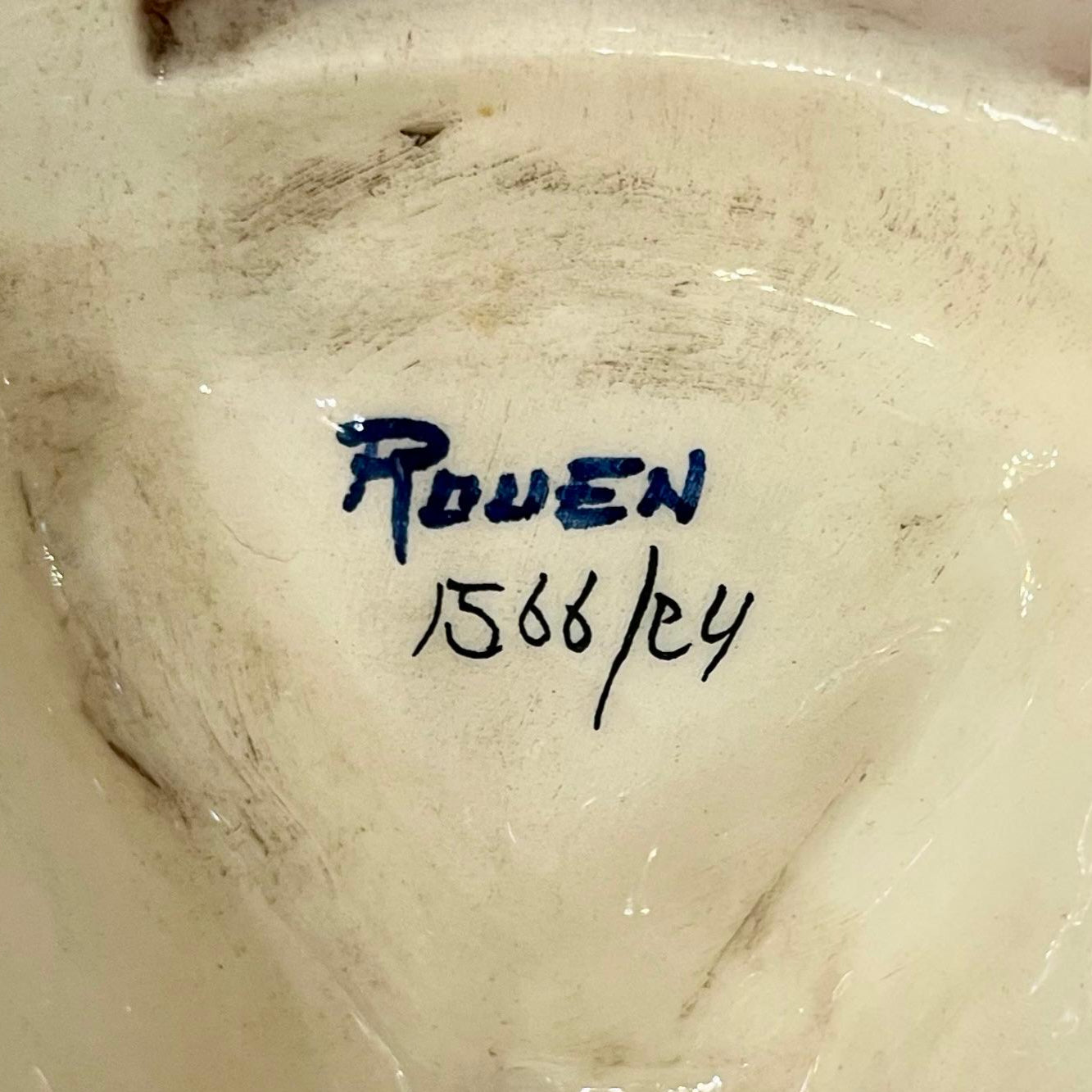 Glazed Earthenware Pottery Candlestick, by Rouen, France