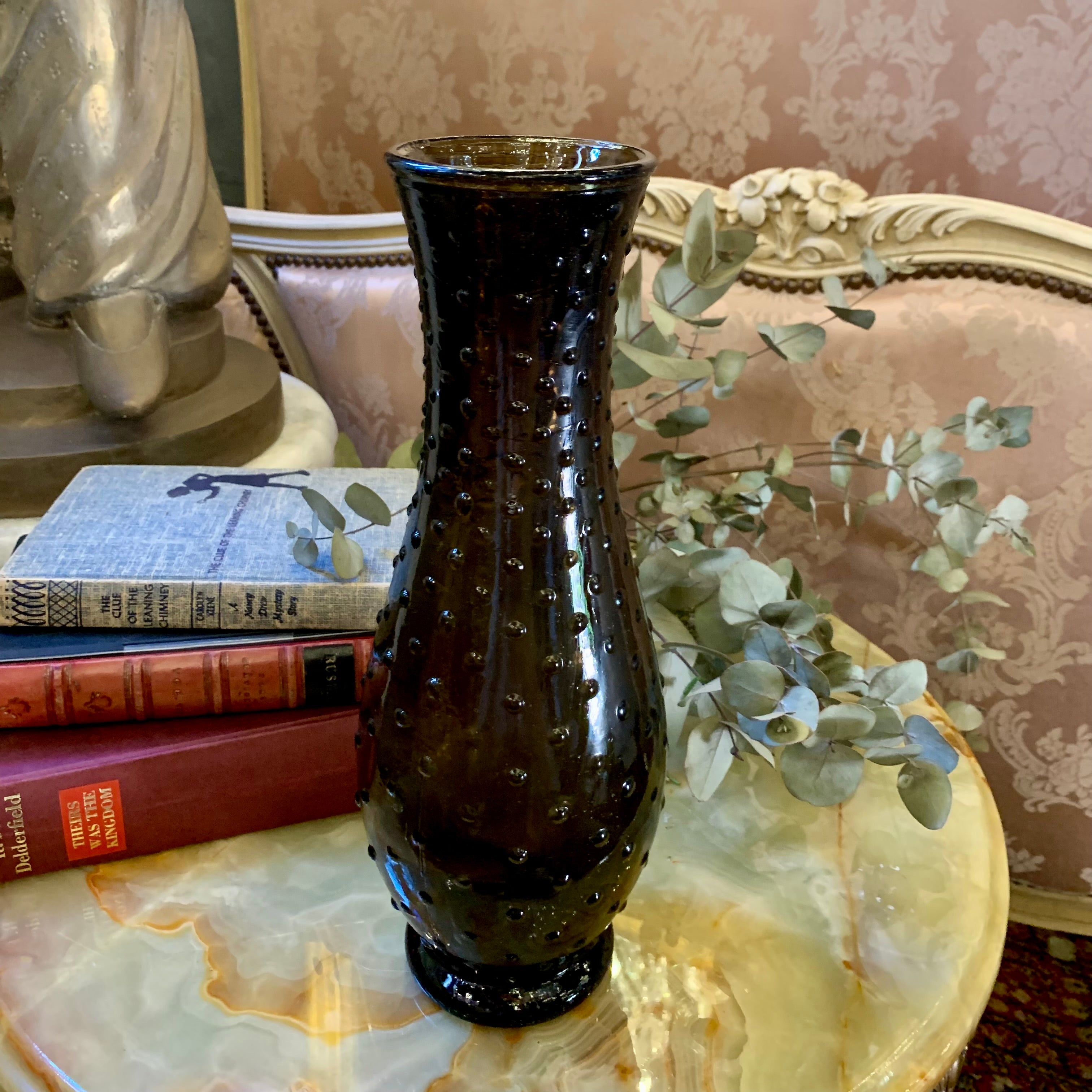 Divine Large Black Embossed Murano Vase - SOLD