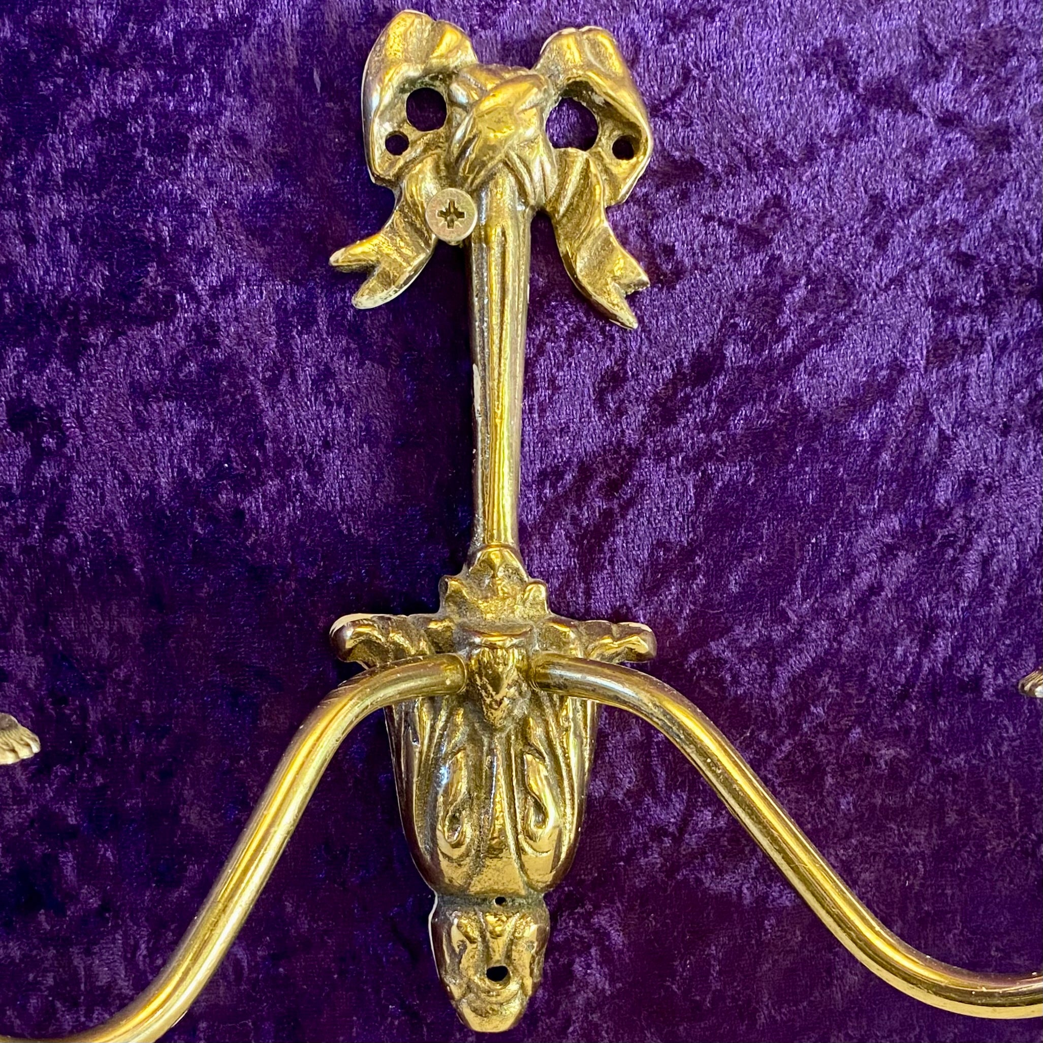 Antique Cast Brass Sconce with Bow Detail