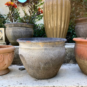 Medium Terracotta Pot with Leafy Print