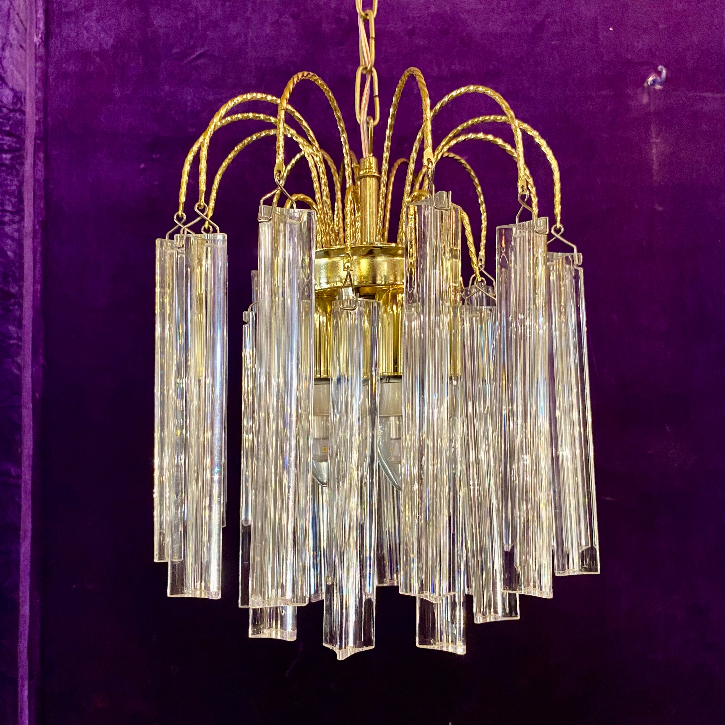 Stunning Mid-Century Brass Chandelier