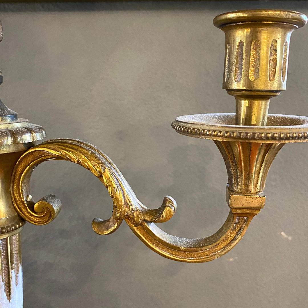 An Antique Pair of Brass Candelabras