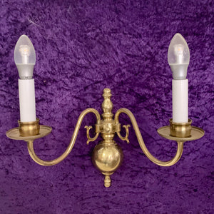 Pair of Ornate Brass Flemish Wall Sconces - SOLD