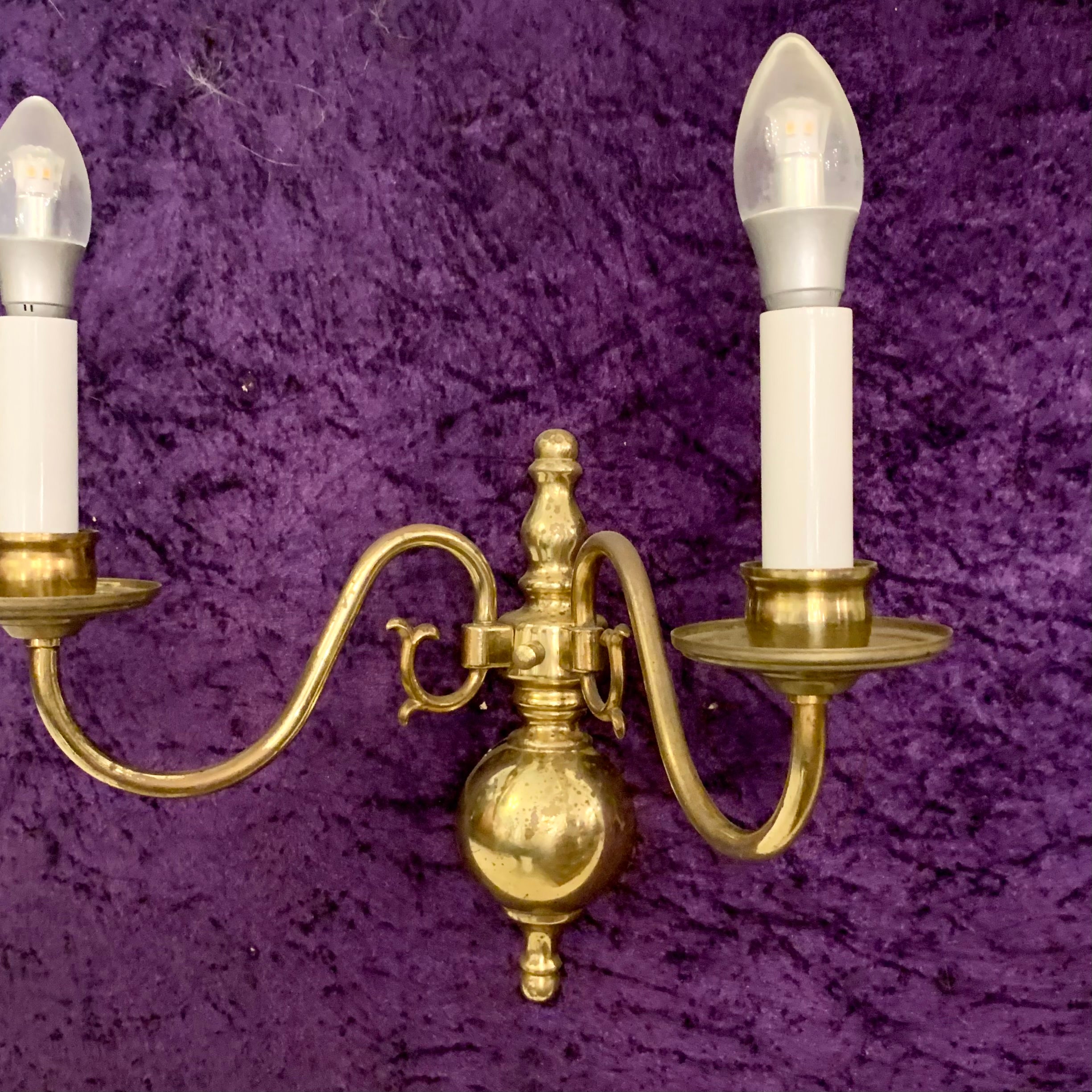 Pair of Ornate Brass Flemish Wall Sconces - SOLD