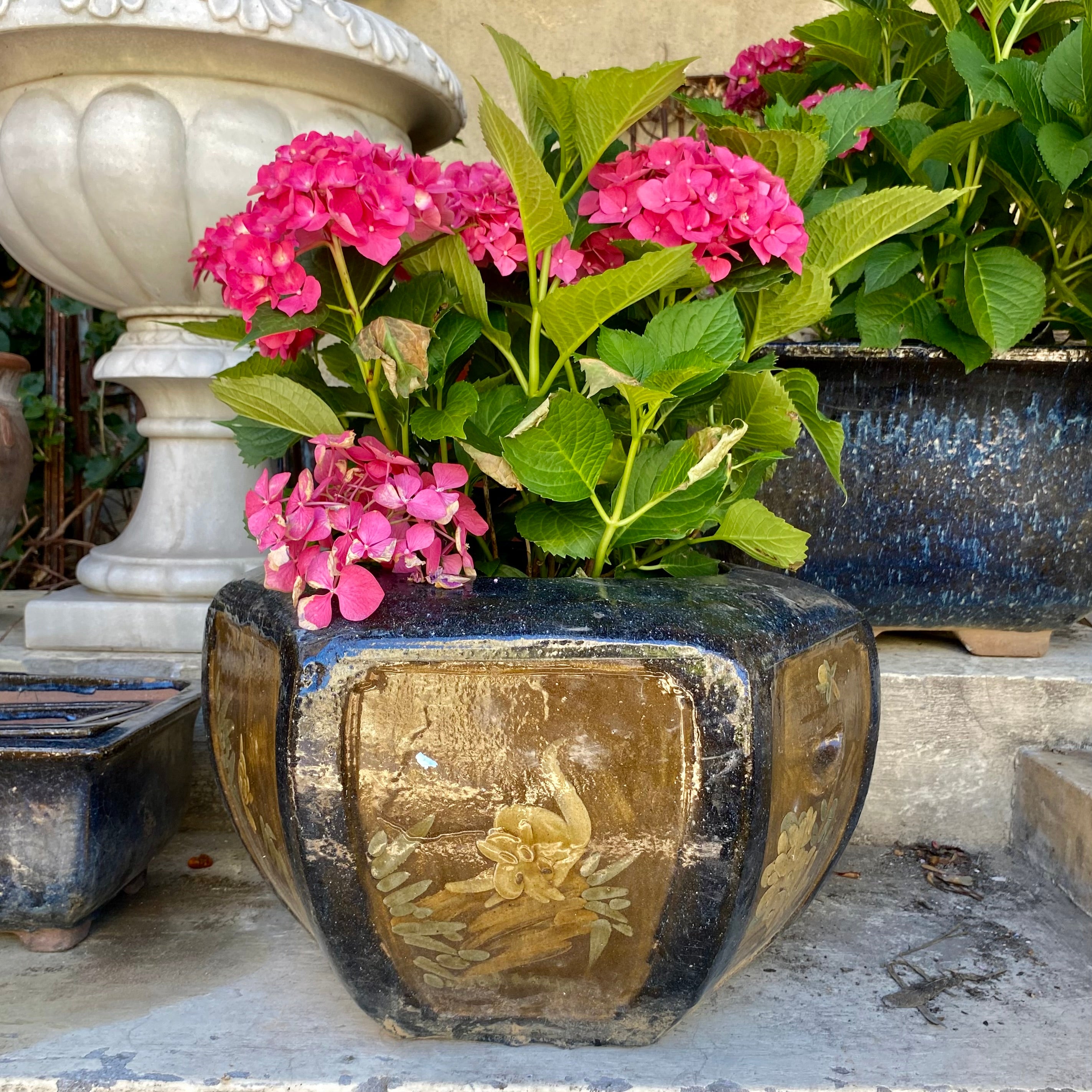 Oriental Hand Painted Terracotta pot
