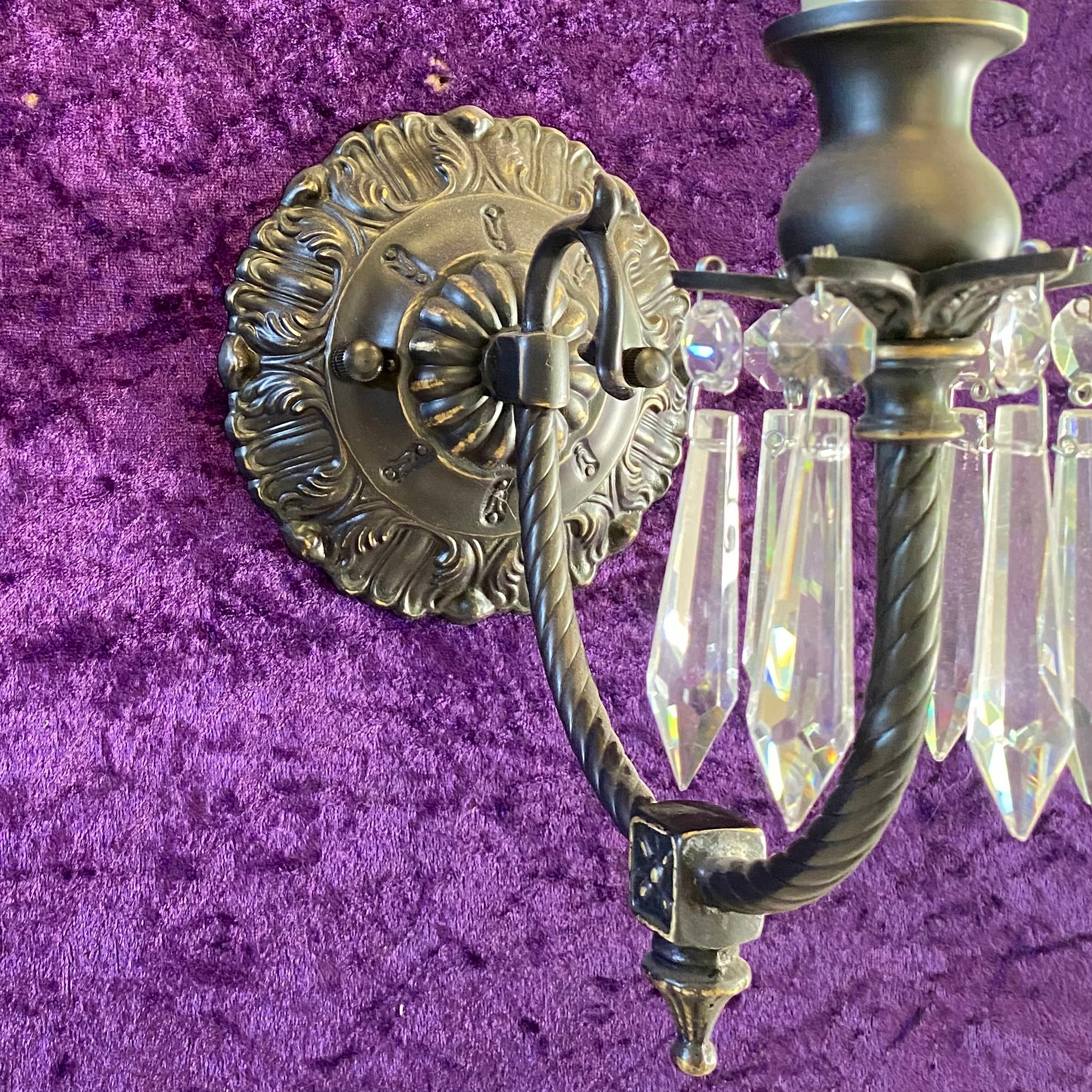 Brass Wall Sconce with Spear Crystals