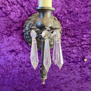 Brass Wall Sconce with Spear Crystals