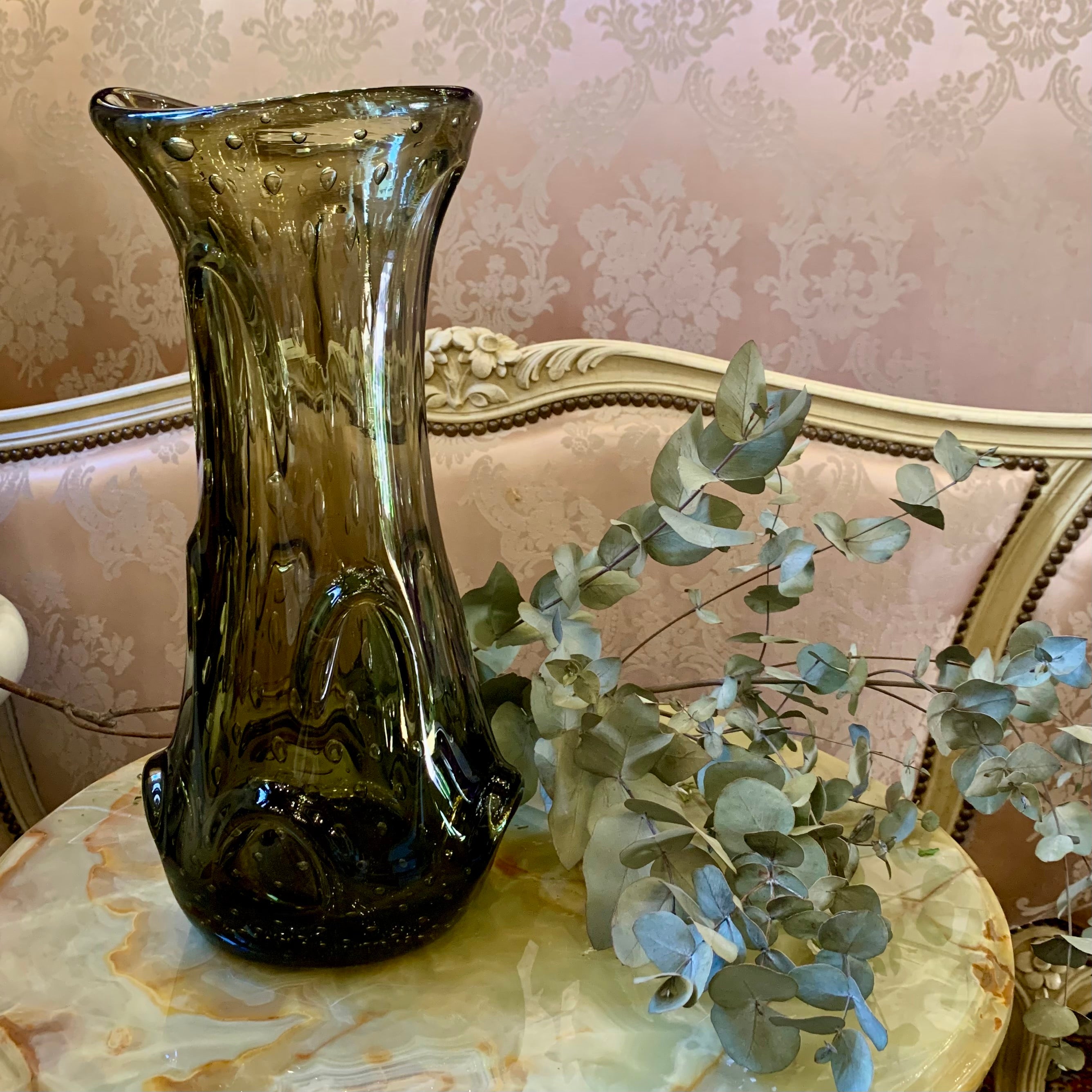 Large and Heavy Grey Murano Vase