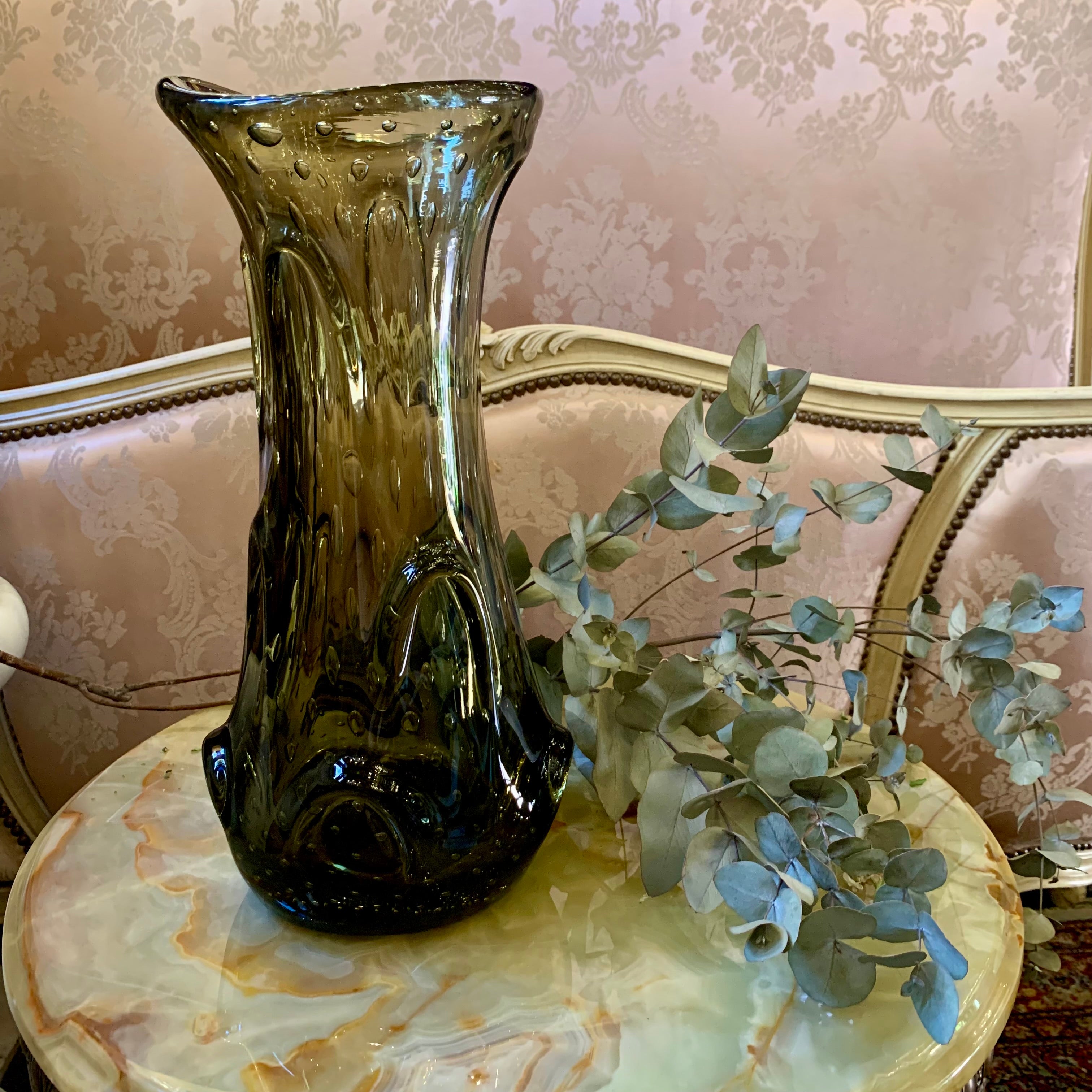 Large and Heavy Grey Murano Vase