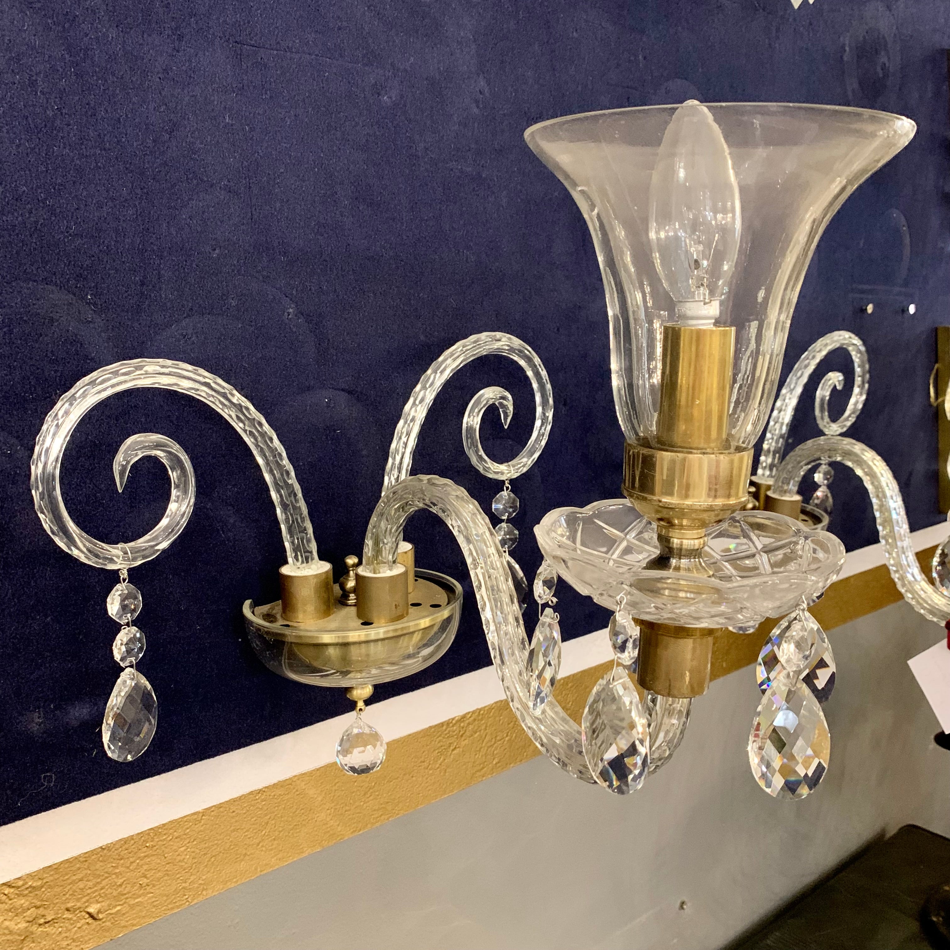 A Pair of Trumpet Glass Sconces