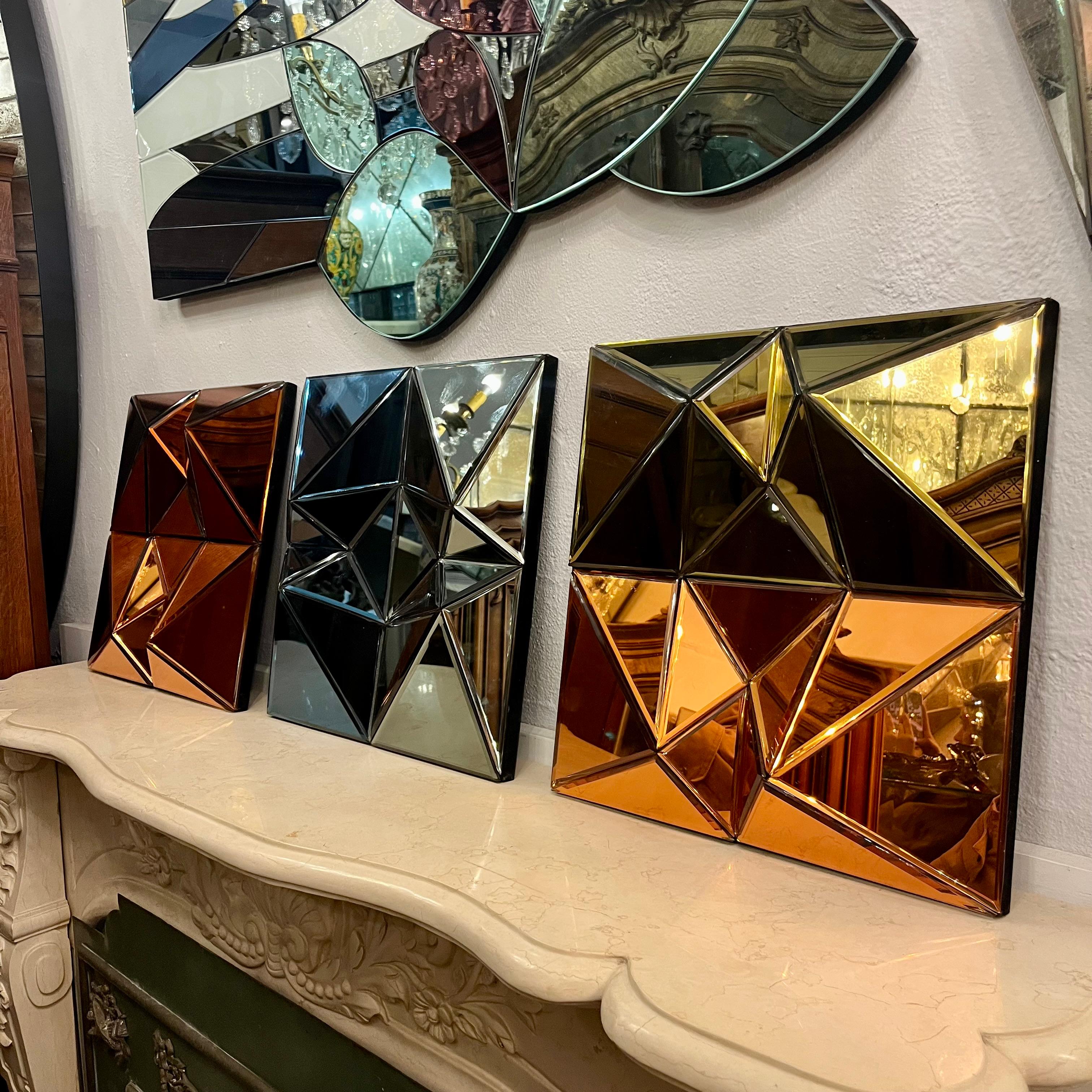 Small Faceted Multicoloured Contemporary Mirrors - SOLD