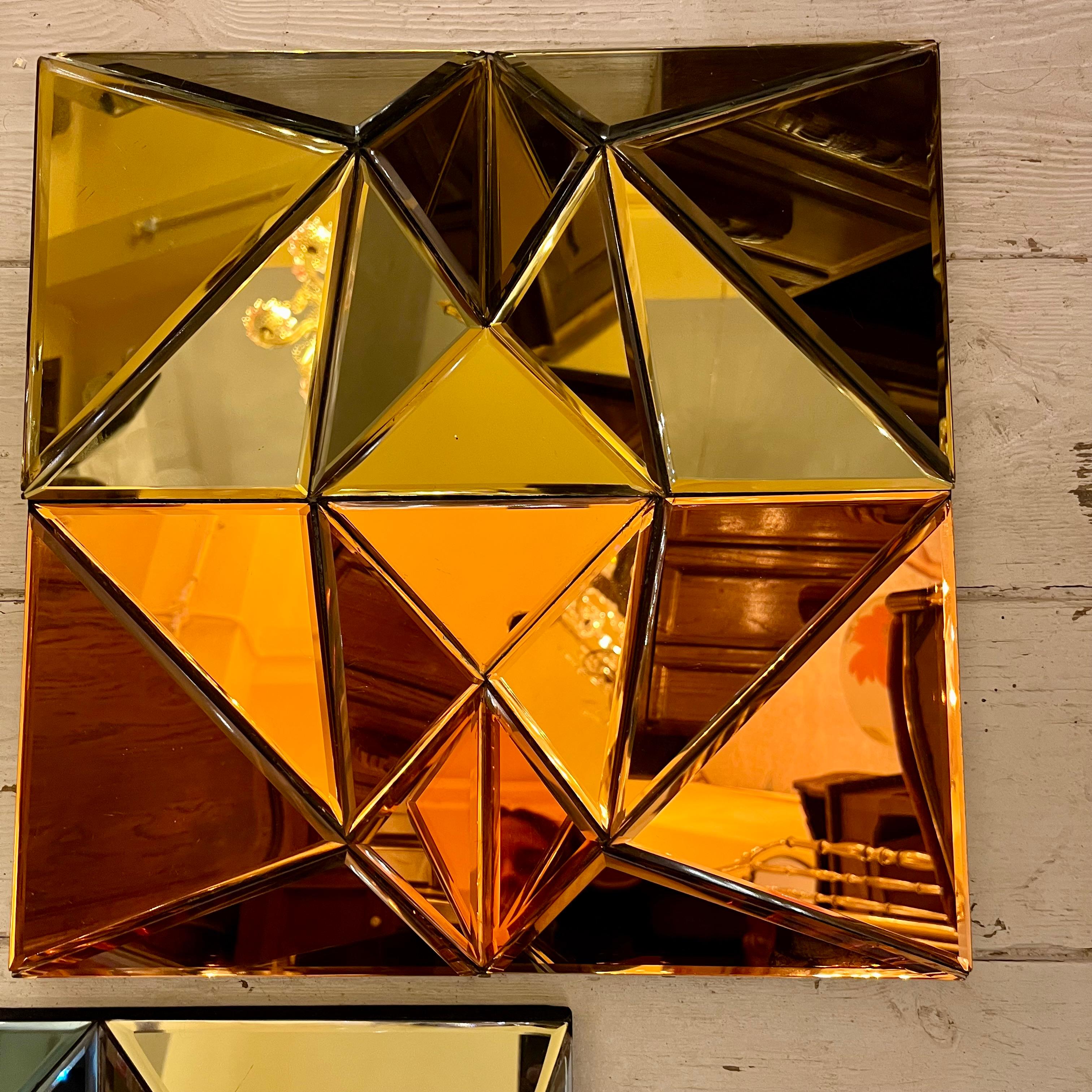 Small Faceted Multicoloured Contemporary Mirrors - SOLD